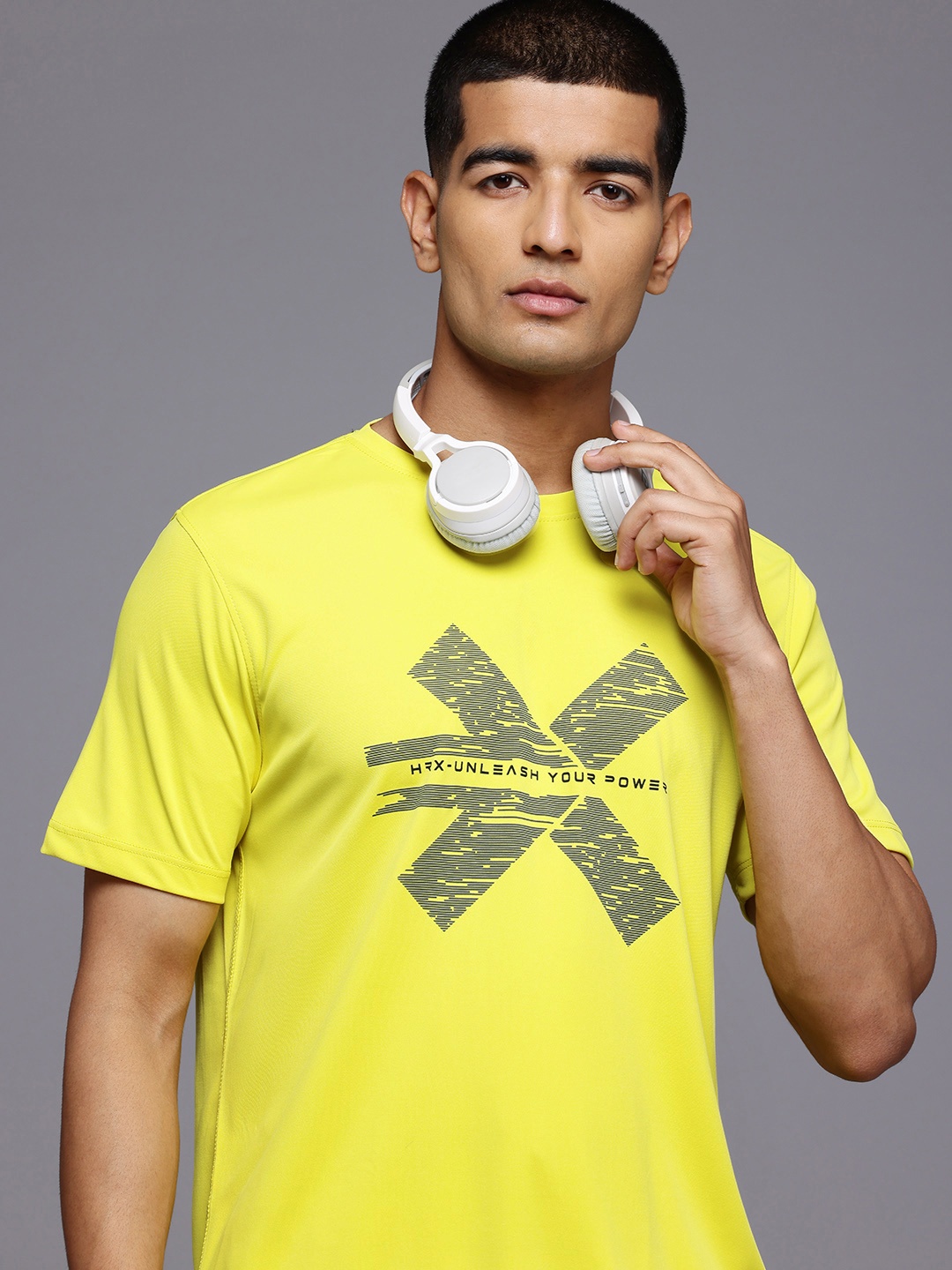 

HRX by Hrithik Roshan Men Brand Logo Printed T-shirt, Lime green