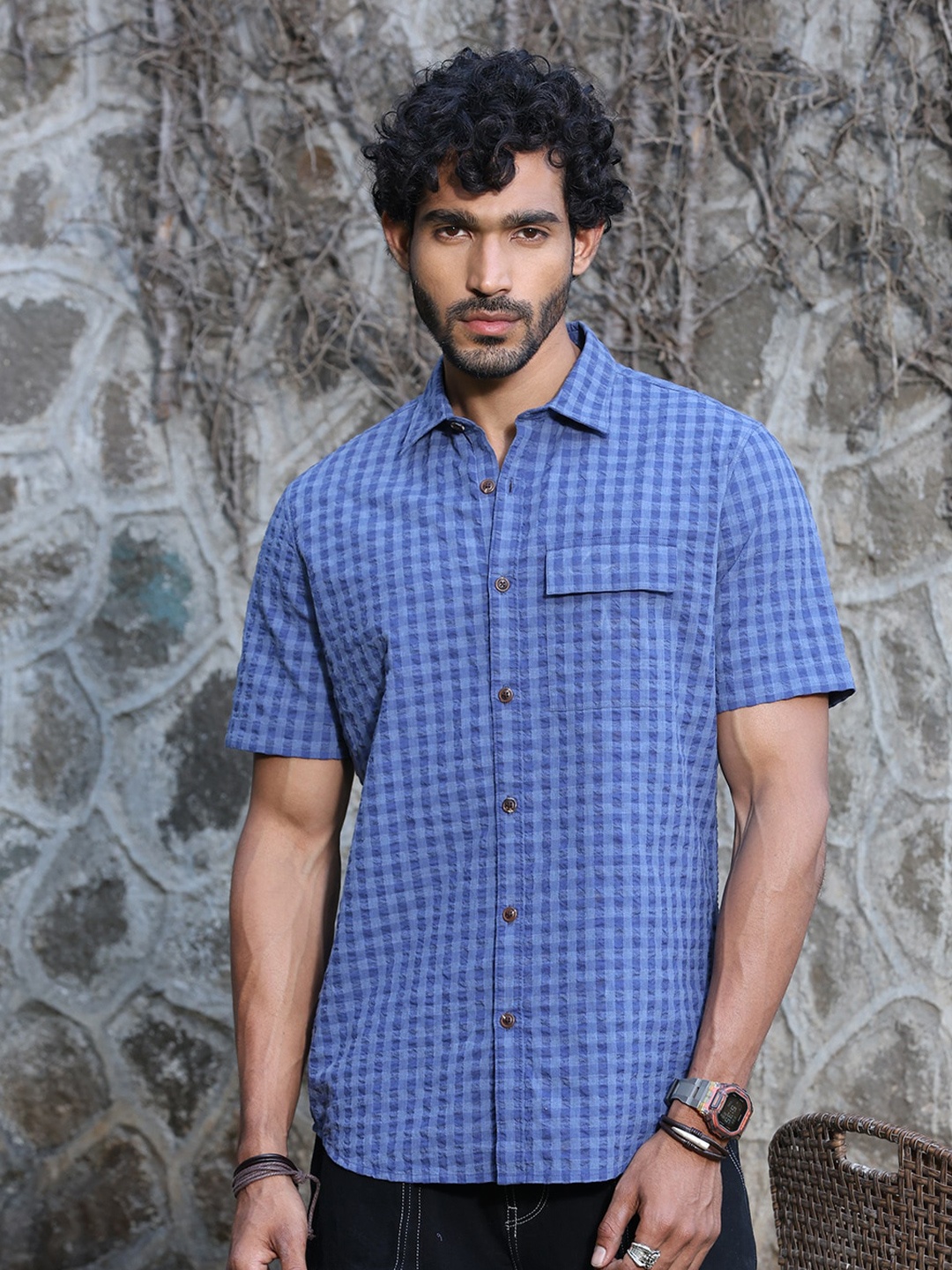 

Thomas Scott Premium Checked Pure Cotton Casual Shirt, Blue