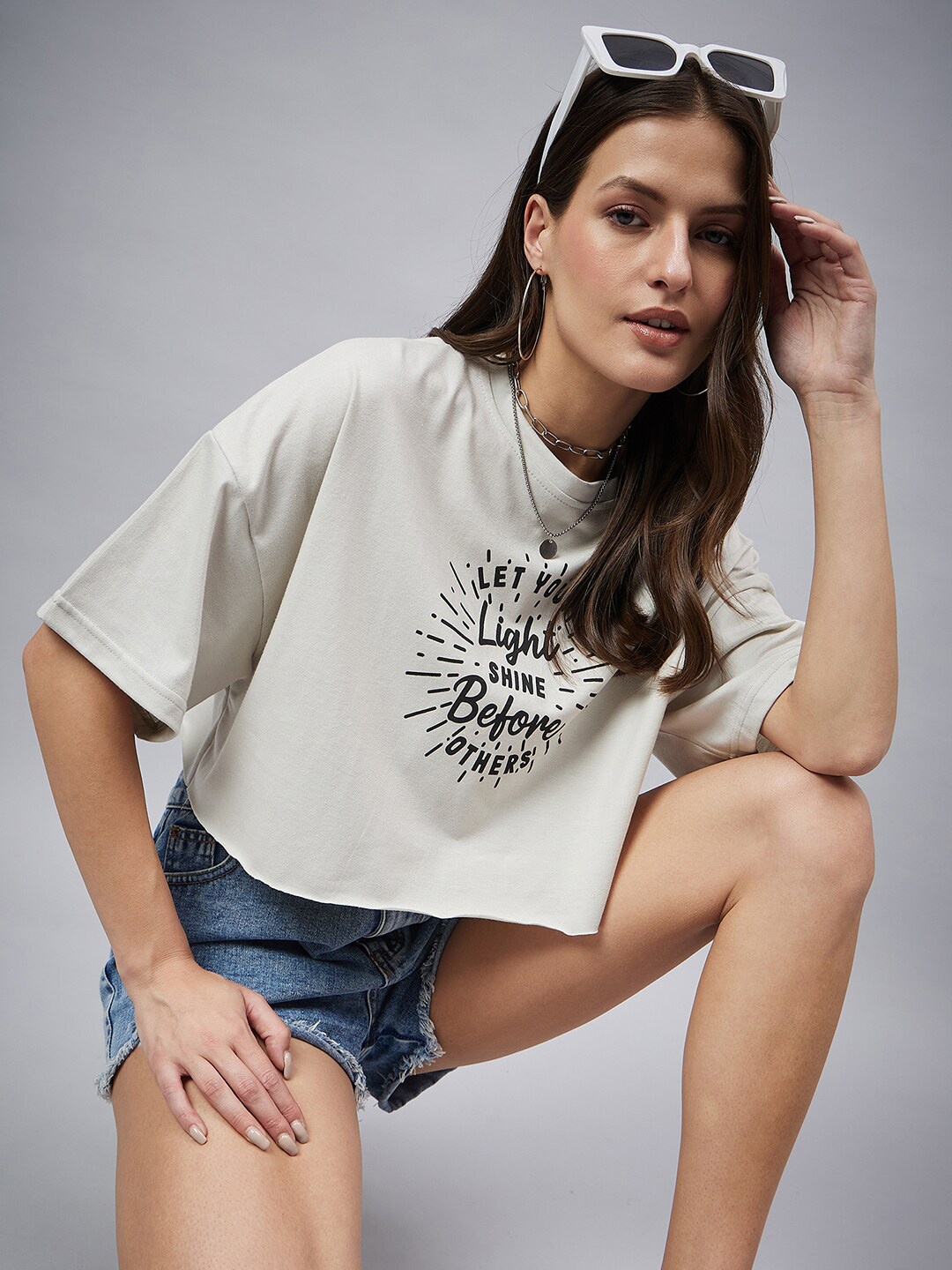 

CHIMPAAANZEE Typography Printed Cotton T-shirt, Grey