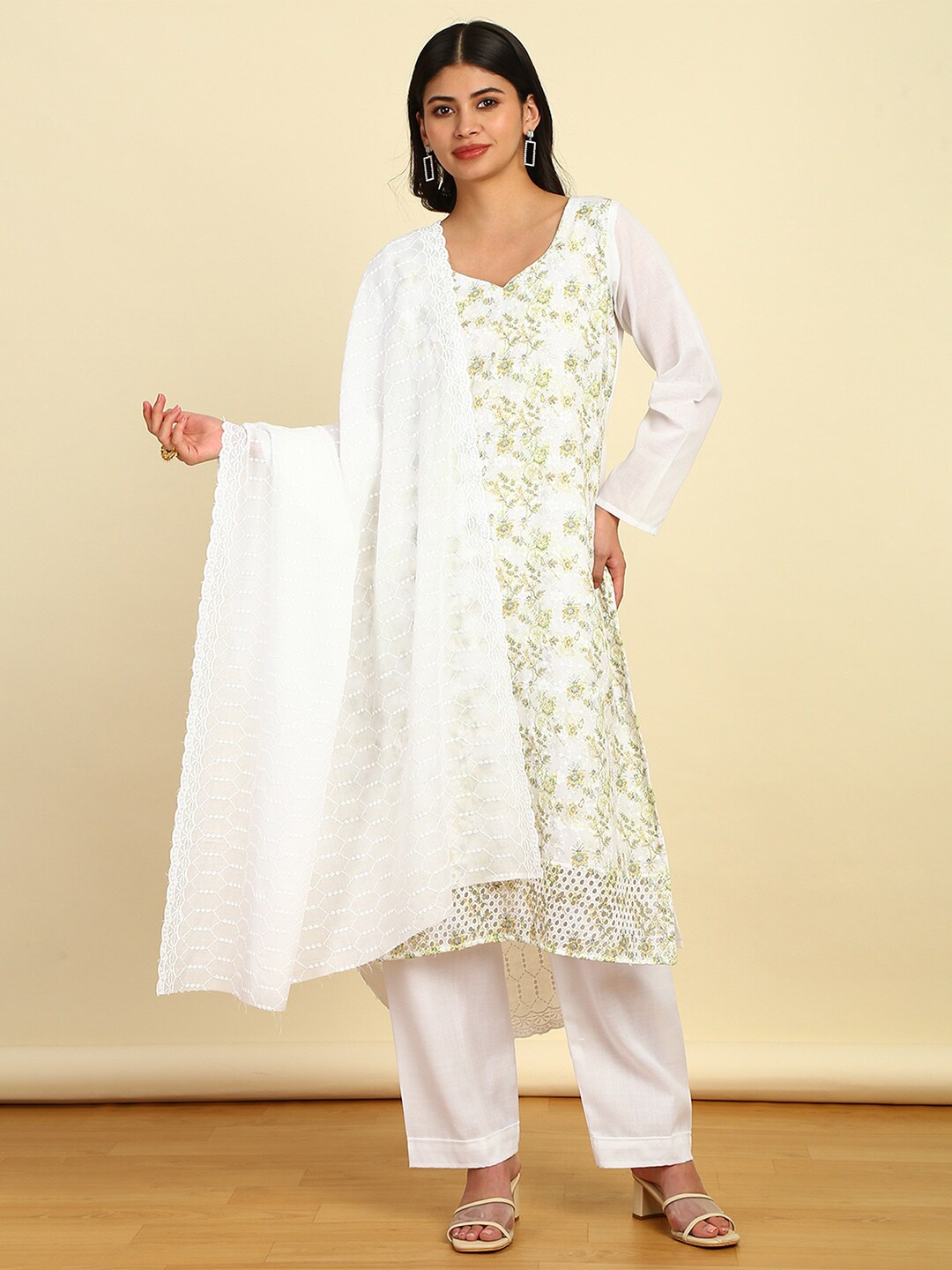 

Soch Green Embroidered Pure Cotton Unstitched Dress Material