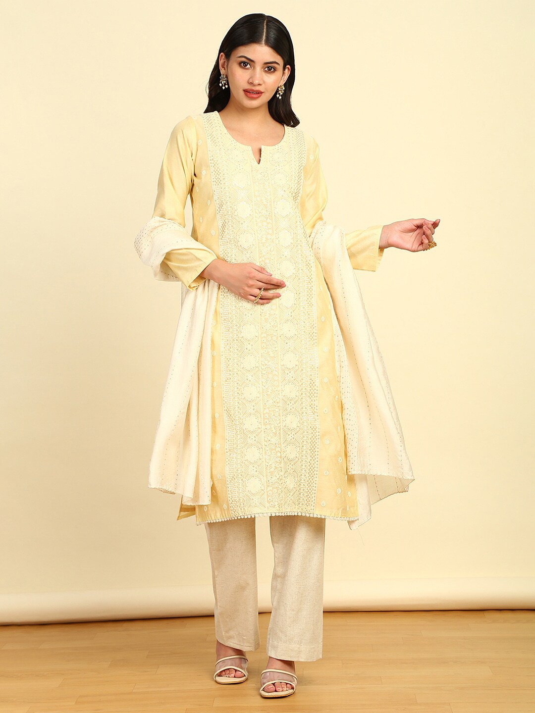 

Soch Embroidered Unstitched Dress Material, Yellow