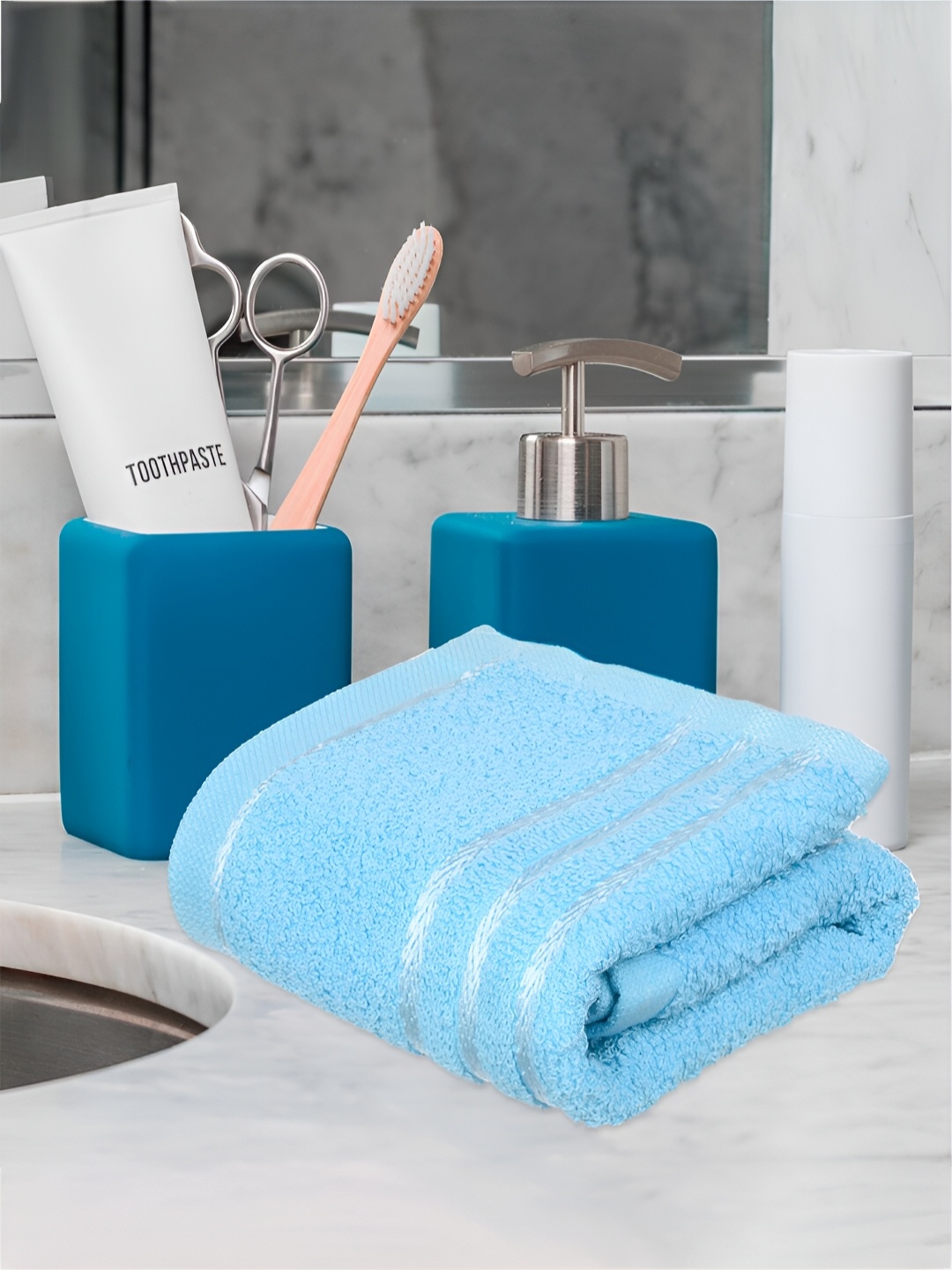 

Kuber Industries Pink & Blue 5 Pieces 380 GSM Pure Cotton Face Towels, Peach