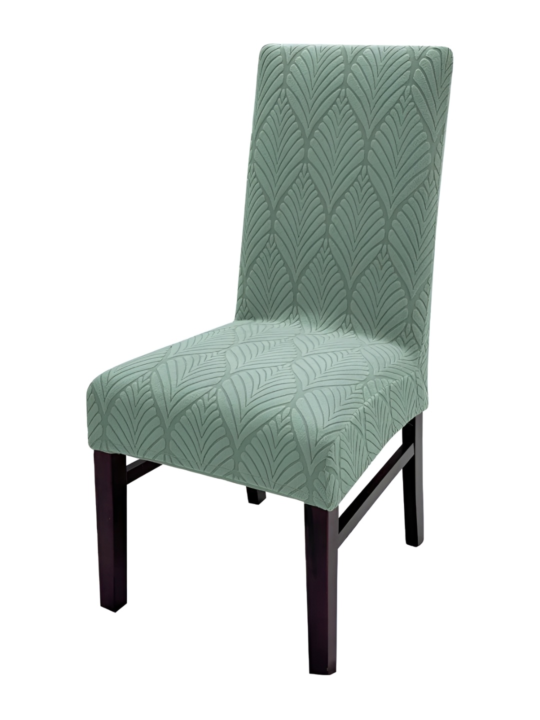 

HOUSE OF QUIRK Green Leaf Textured Jacquard Stretch Removable Chair Cover