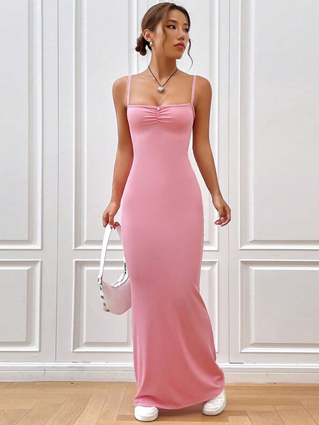 

StyleCast x Revolte Shoulder Straps Sleeveless Maxi Dress, Pink