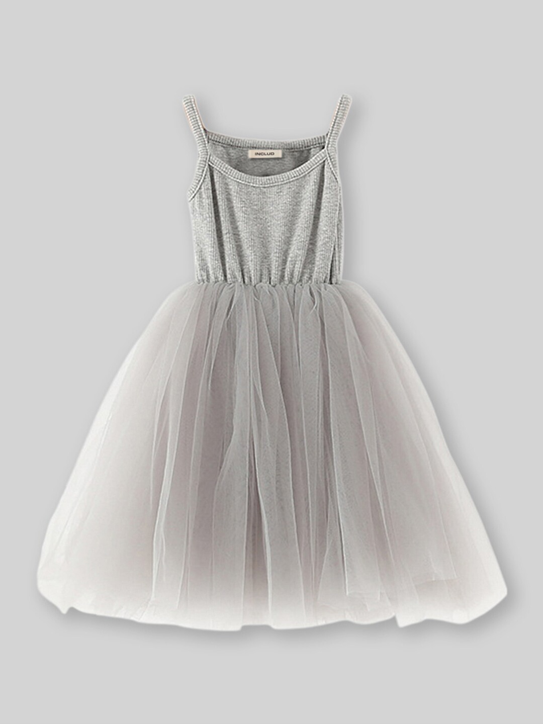 

INCLUD Girls Sleeveless Fit & Flare Dress, Grey