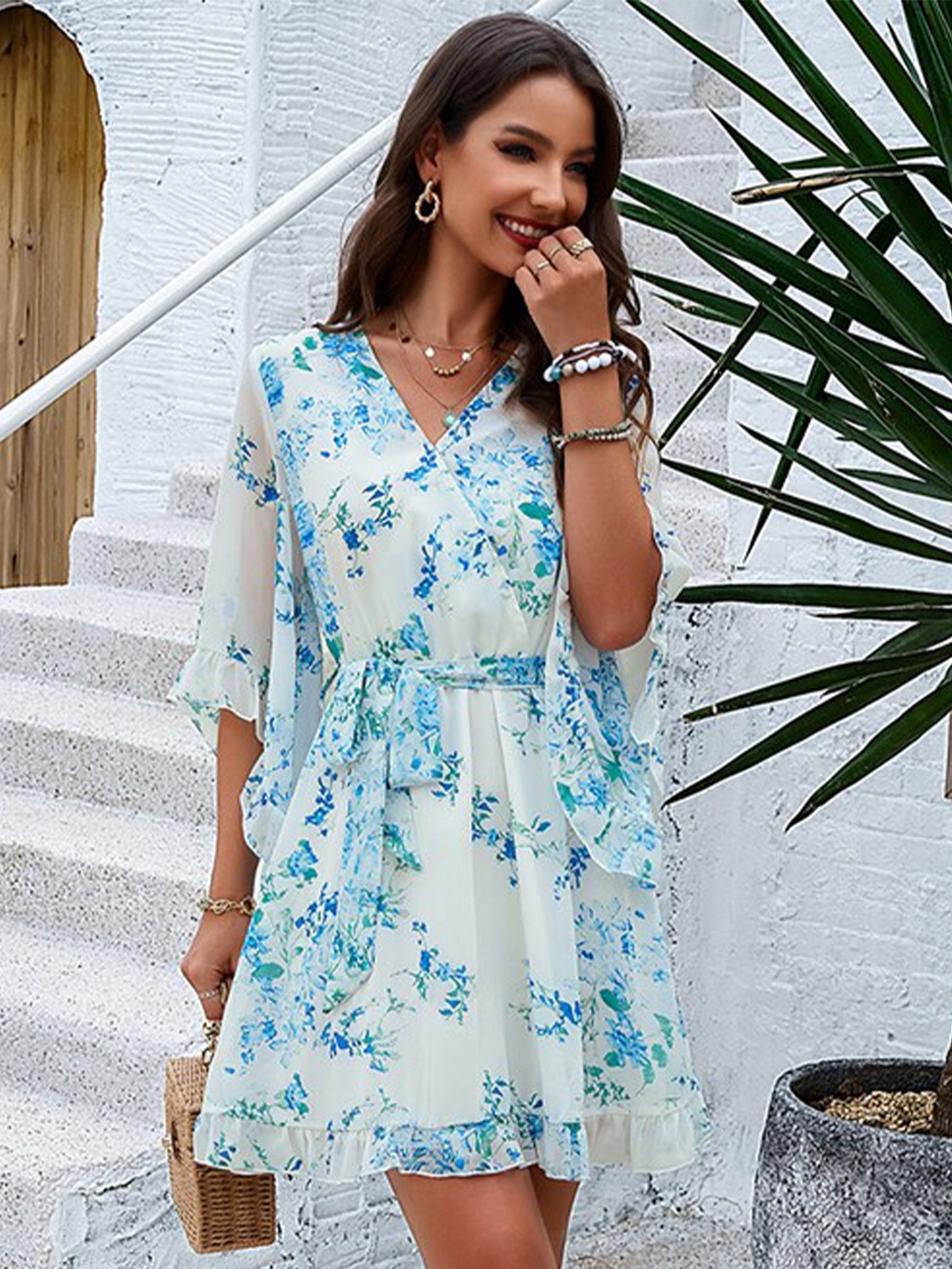 

StyleCast x Revolte Floral Printed A-Line Dress, White