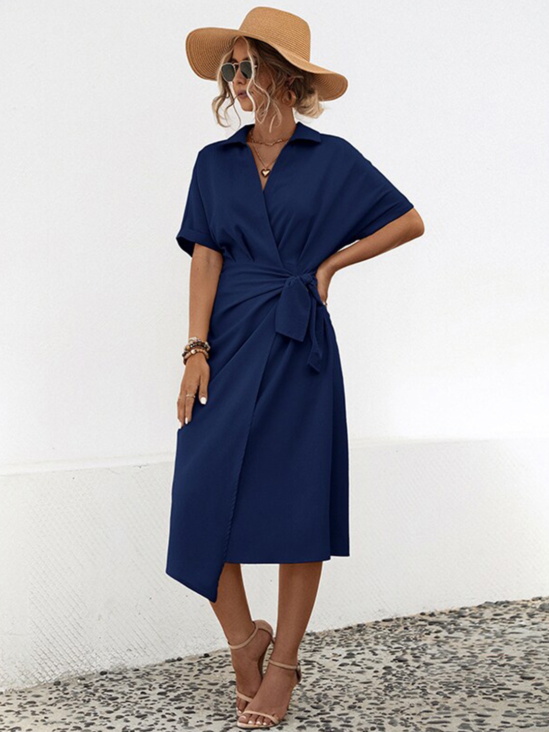 

StyleCast x Revolte Shirt Midi Dress, Navy blue
