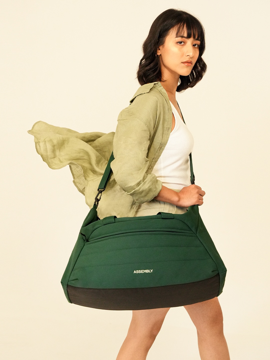 

Assembly Premium Polyester Duffle Bag (45L) Weekender Overnighter Travel Bag, Green