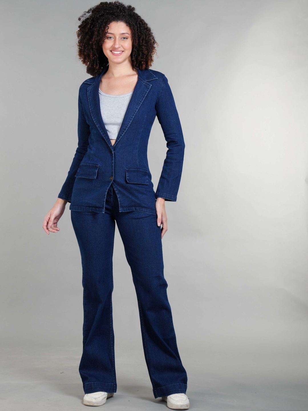 

The Roadster Life Co. Single-Breasted Long Sleeves Denim Blazer, Blue