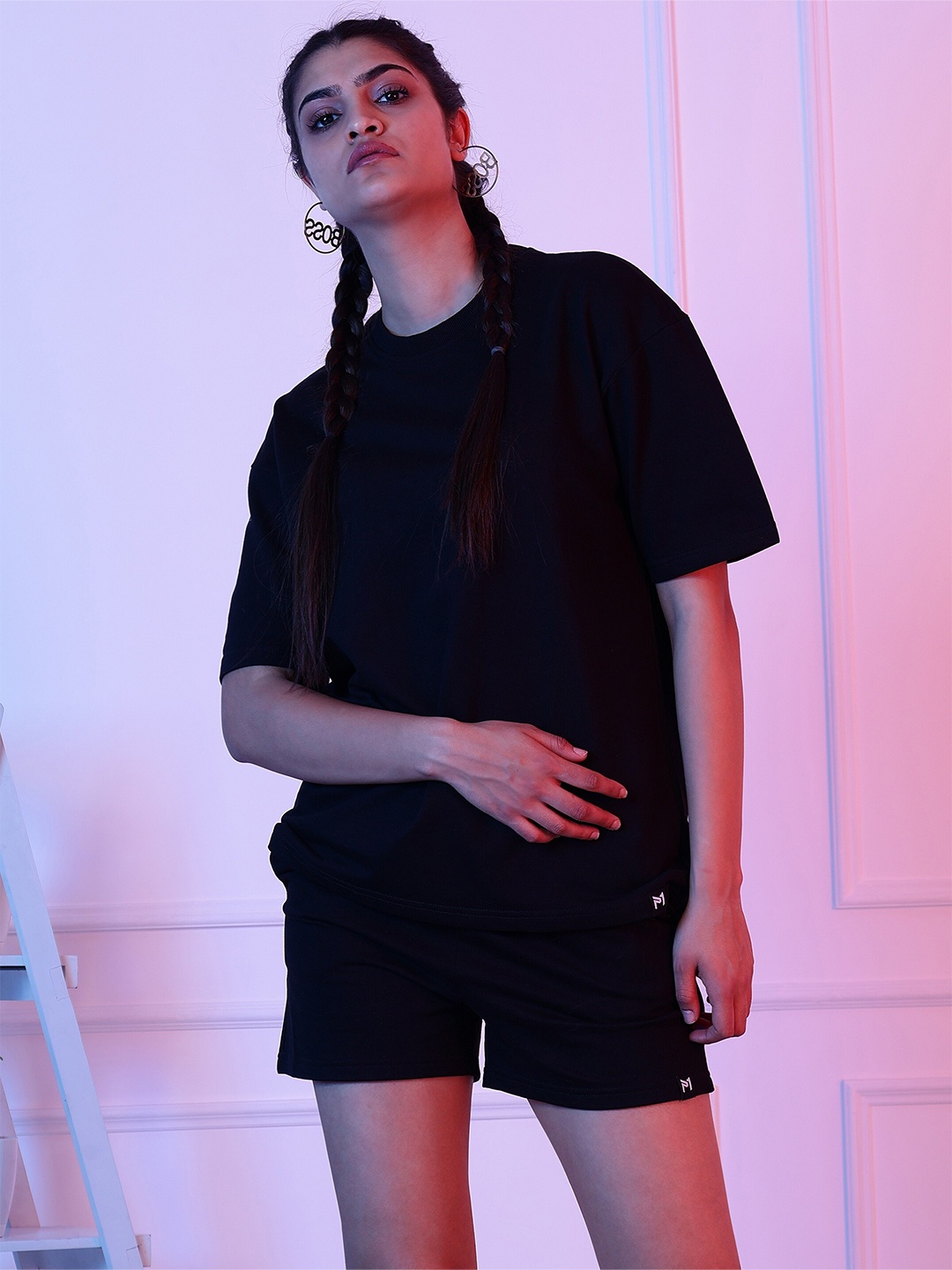 

PockMAN Loose Fit T-Shirt With Shorts Sports Co-Ords, Black