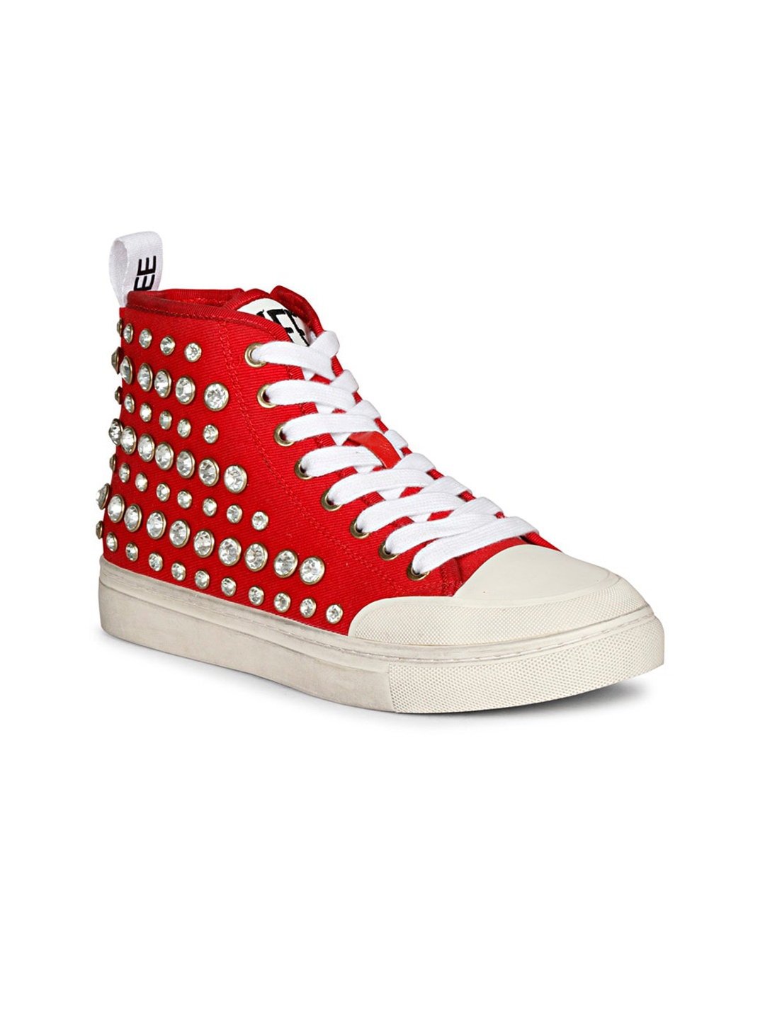 

Saint G Women Embellished Leather Sneakers, Red