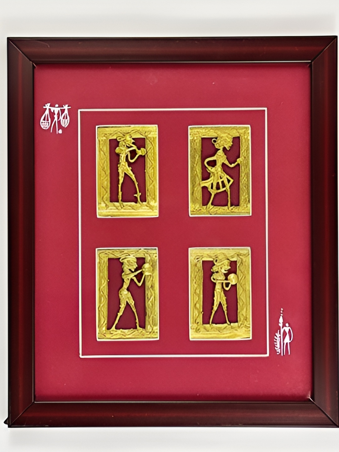 

INDIA MEETS INDIA Brown & Yellow Brass Crafted Dokra Art Motifs Painting Wall Hanging