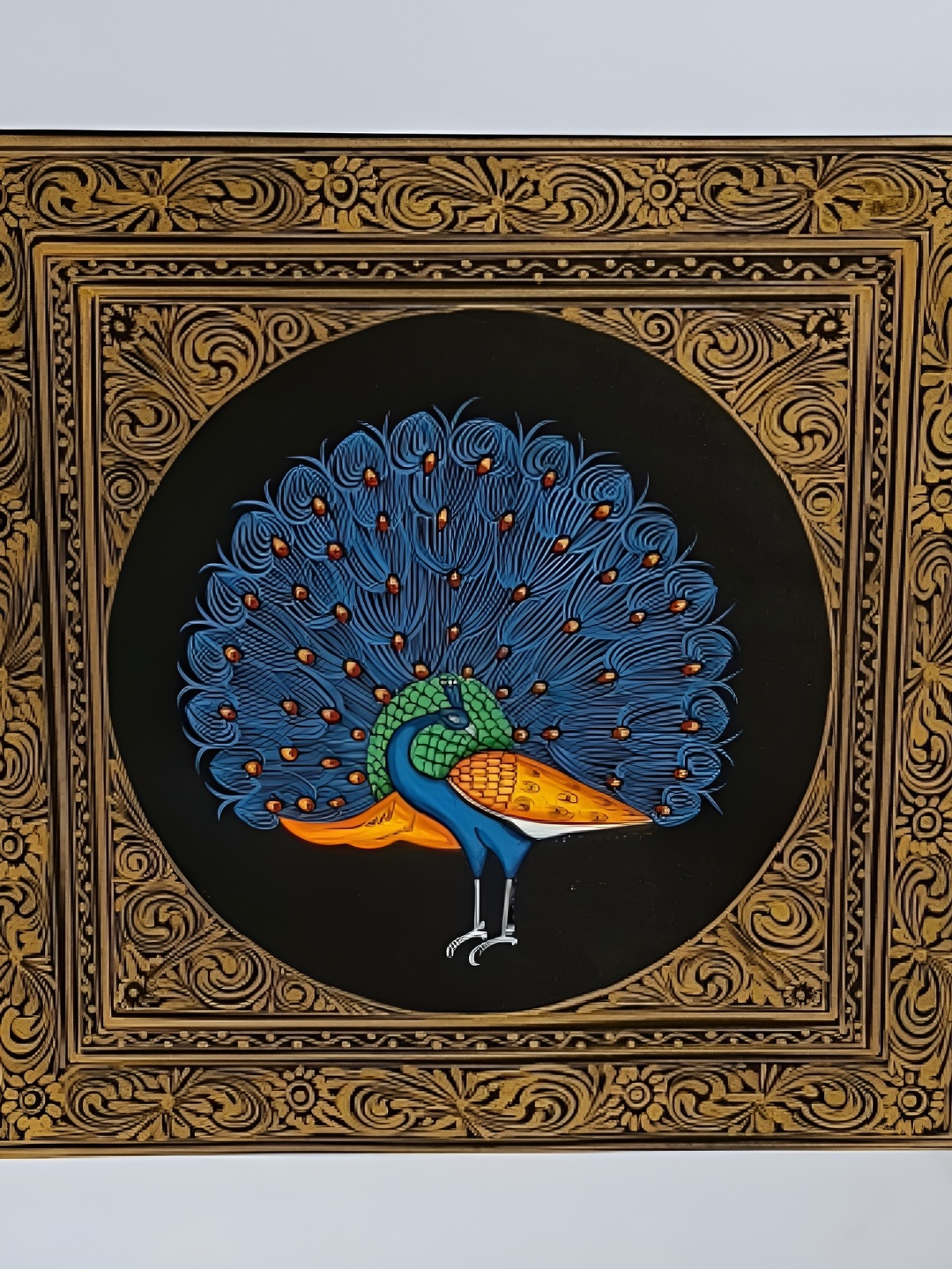 

INDIA MEETS INDIA Gold Toned & Blue Miniature Mughal Art Painting Wall Hanging