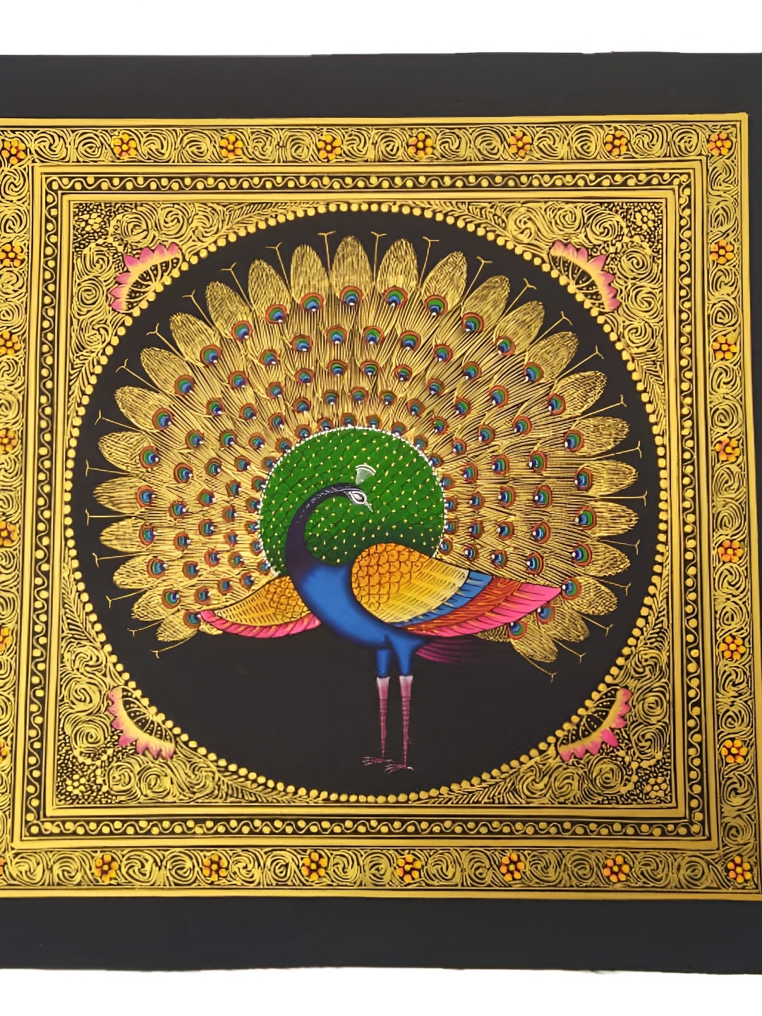 

INDIA MEETS INDIA Gold Toned Miniature Mughal Art Painting Wall Hanging