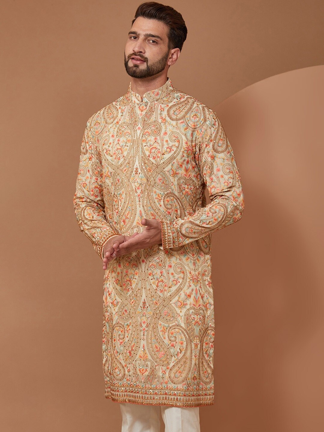 

KASBAH CLOTHING NISHCHAIY SAJDEH Ethnic Motifs Embroidered Thread Work Kurta With Trousers, White