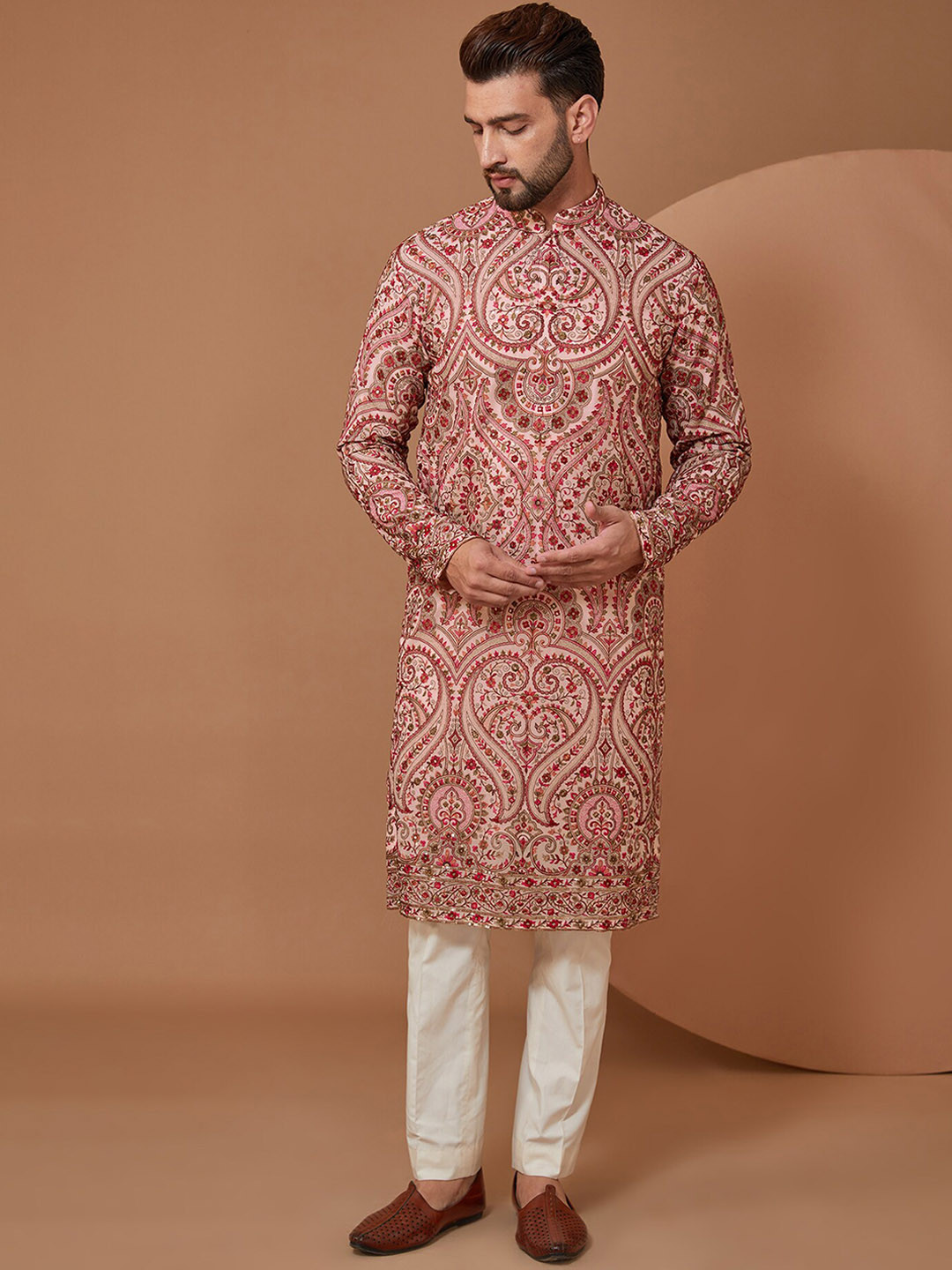 

KASBAH CLOTHING NISHCHAIY SAJDEH EthnicMotifs Printed Regular Kurta with Pyjamas, Pink