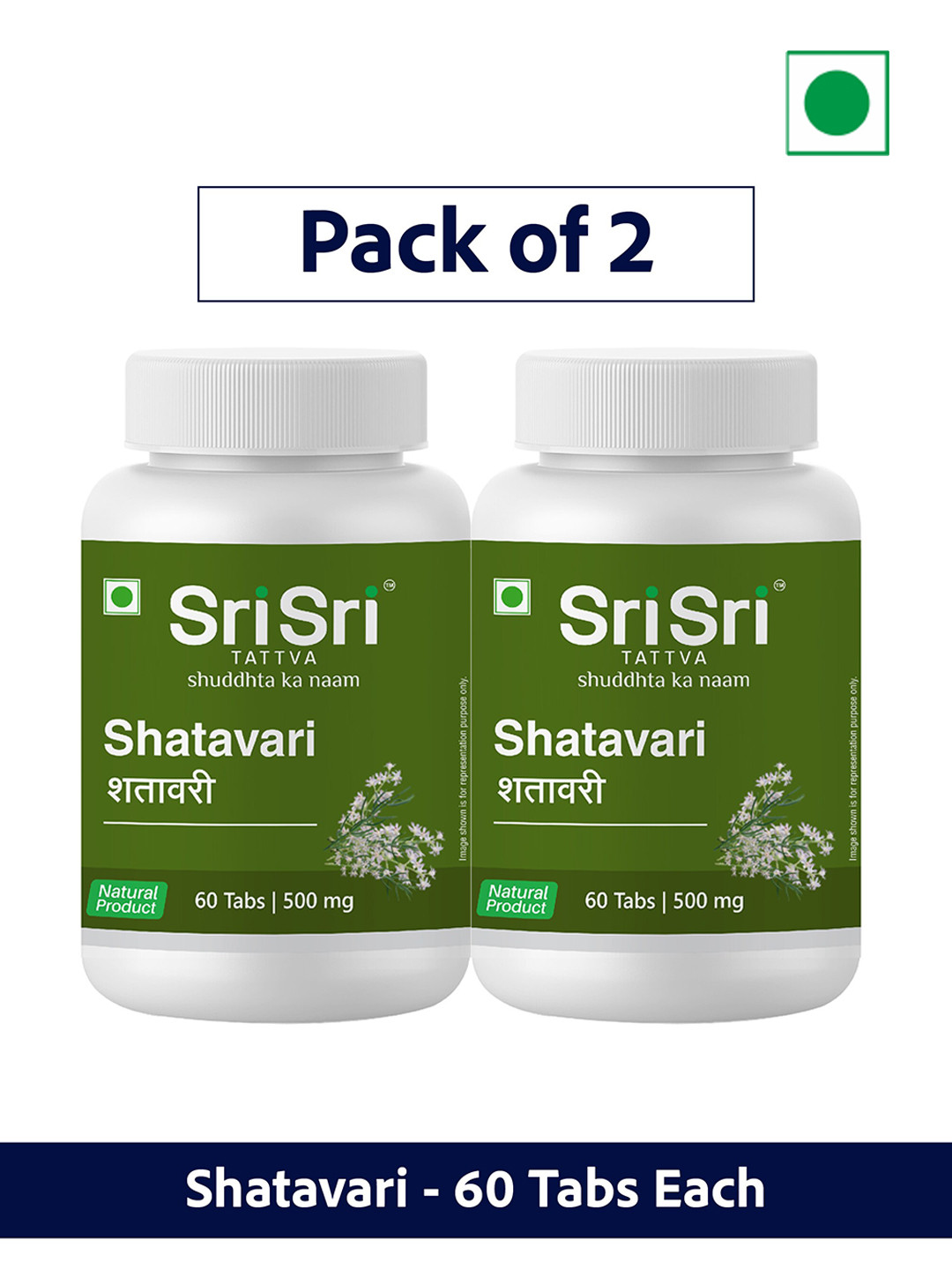 

Sri Sri Tattva Set Of 2 Shatavari Tablets For Complete Women's Care - 60 Tablets Each, Na