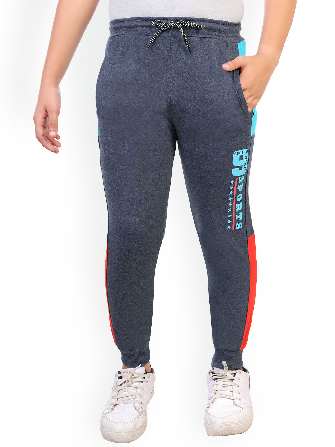

BAESD Boys Typography Printed Cotton Mid Rise Joggers, Blue
