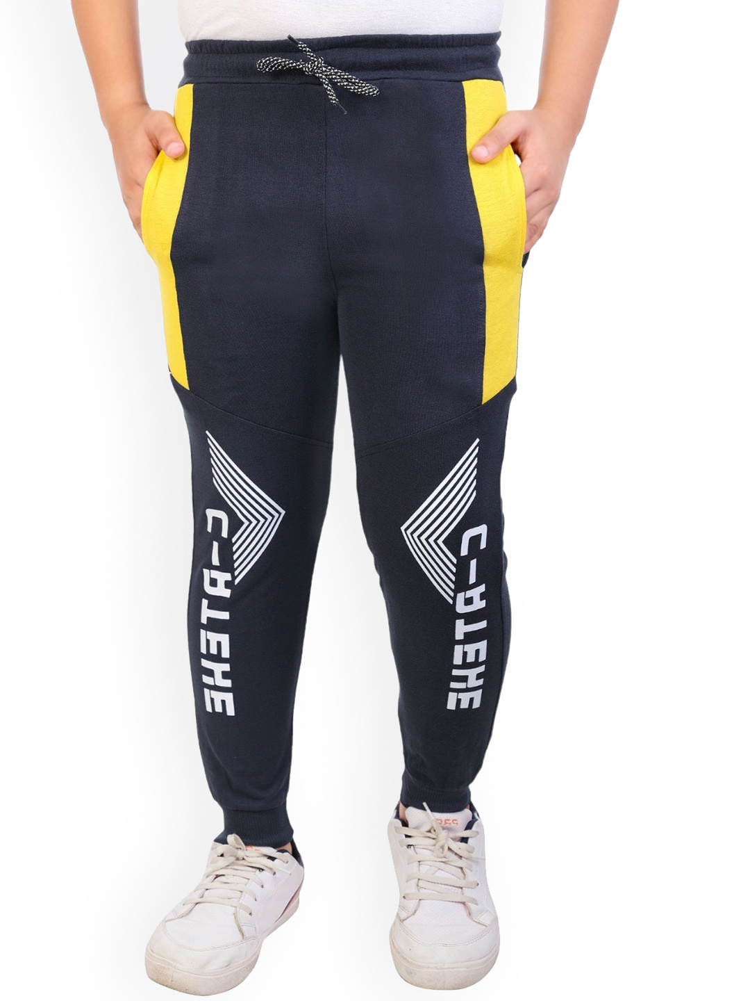 

BAESD Boys Typography Printed Mid-rise Pure Cotton Joggers, Blue
