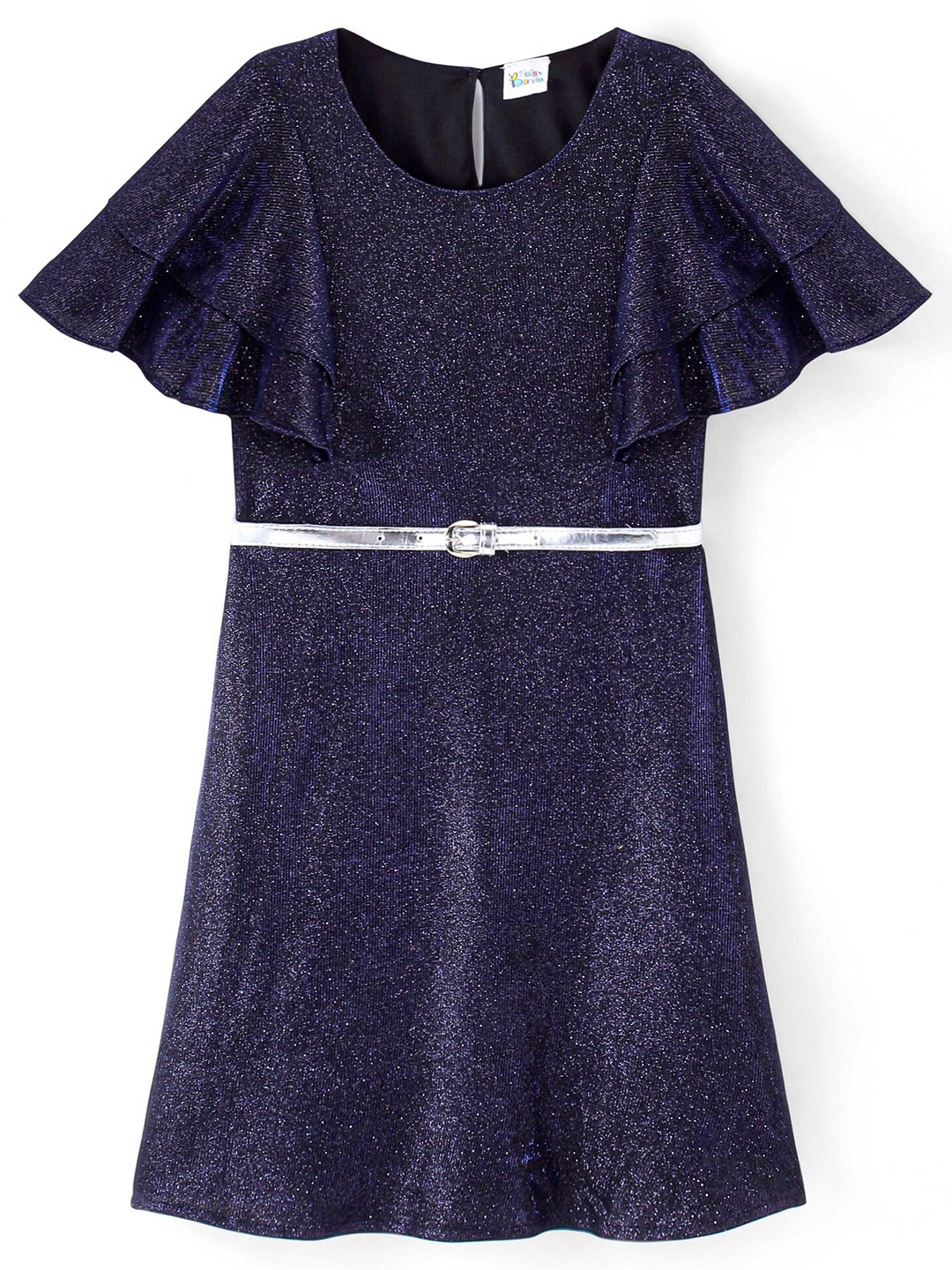 

Hola Bonita Girls Embellished Flared Sleeve Fit & Flare Dress, Navy blue