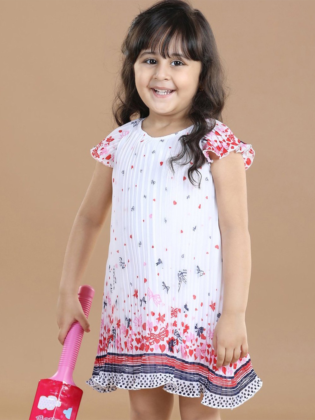 

Hola Bonita Girls Floral Print Georgette A-Line Dress, White