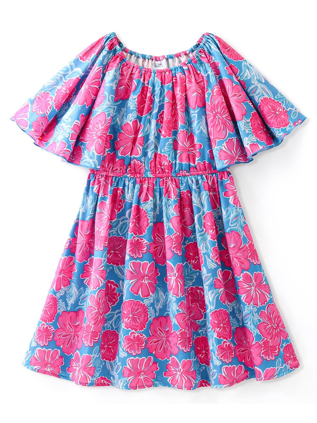 

Hola Bonita Girls Floral Printed Flared Sleeves Fit & Flare Dress, Fuchsia