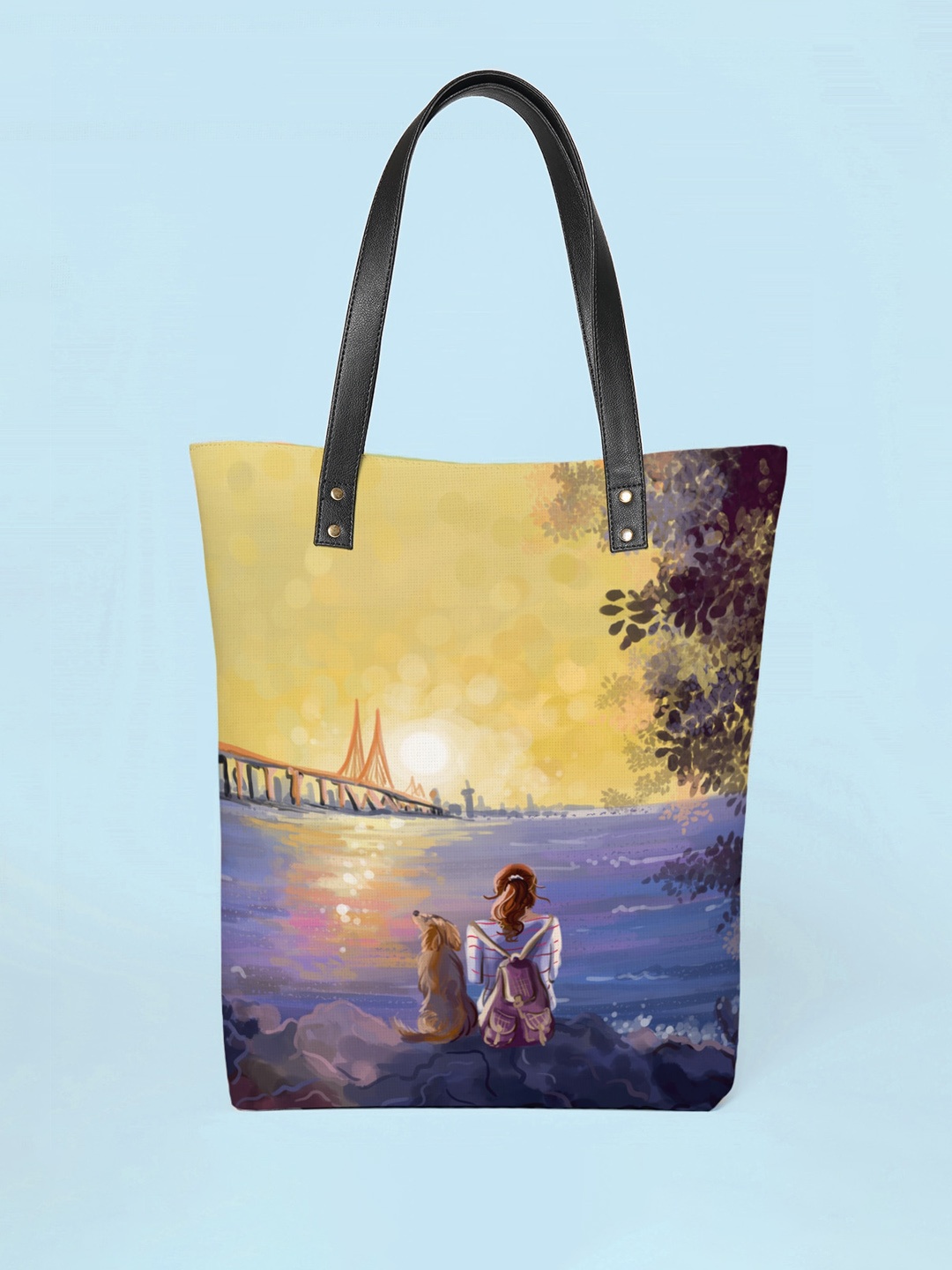 

Kalankit Printed Vegan Leather Shopper Tote Bag, Blue