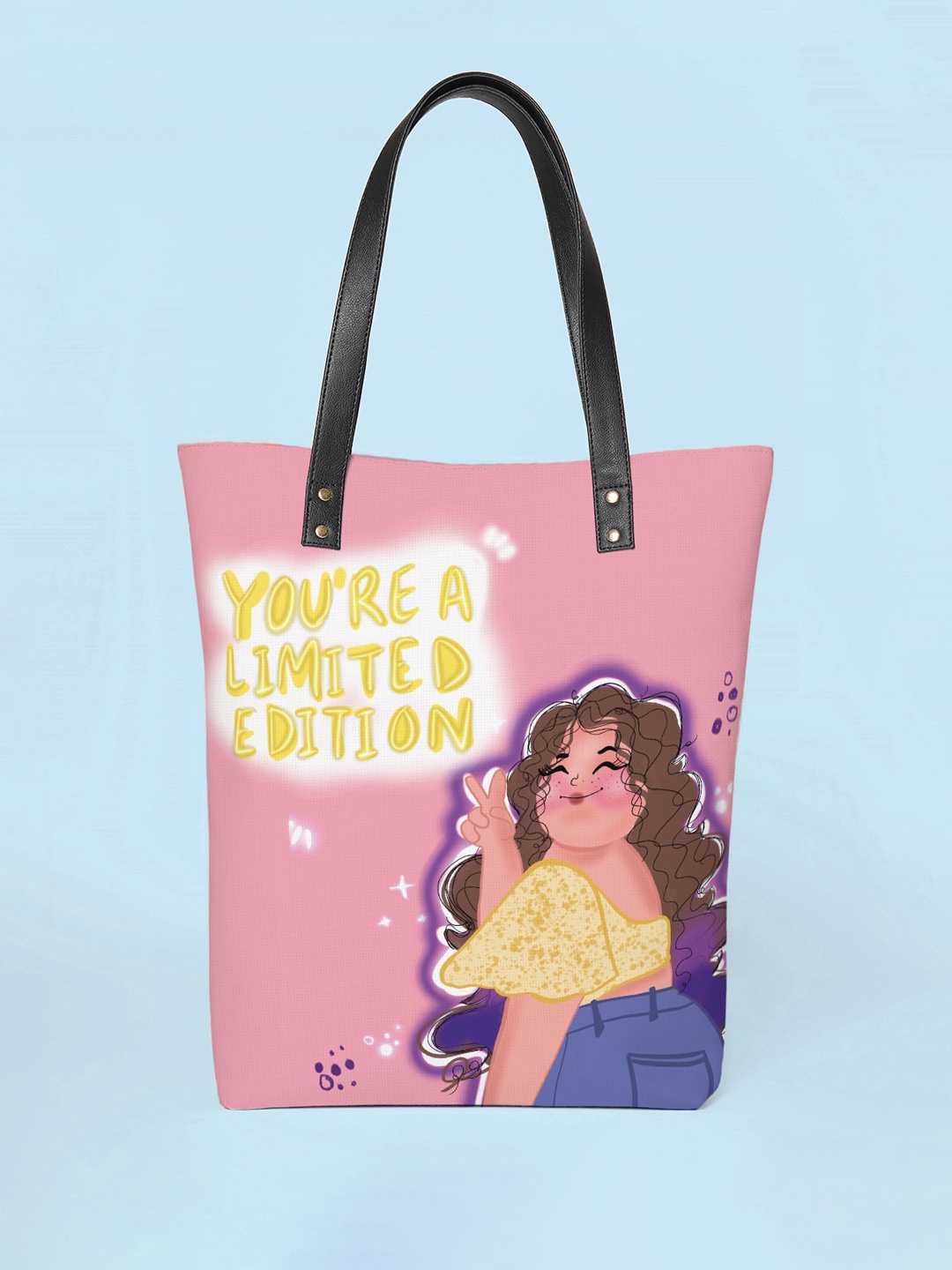 

Kalankit Graphic Printed Shopper Tote Bag Up to 16 inch, Pink