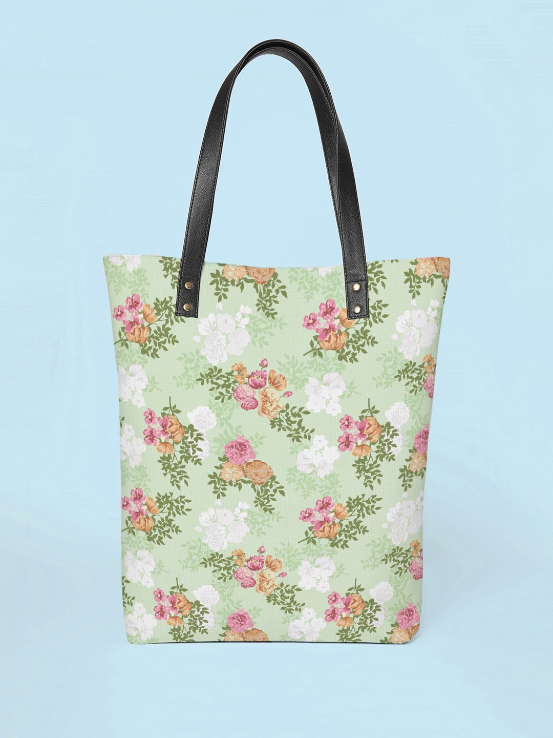 

Kalankit Floral Printed Synthetic Leather Oversized Shopper Tote Bag, Green