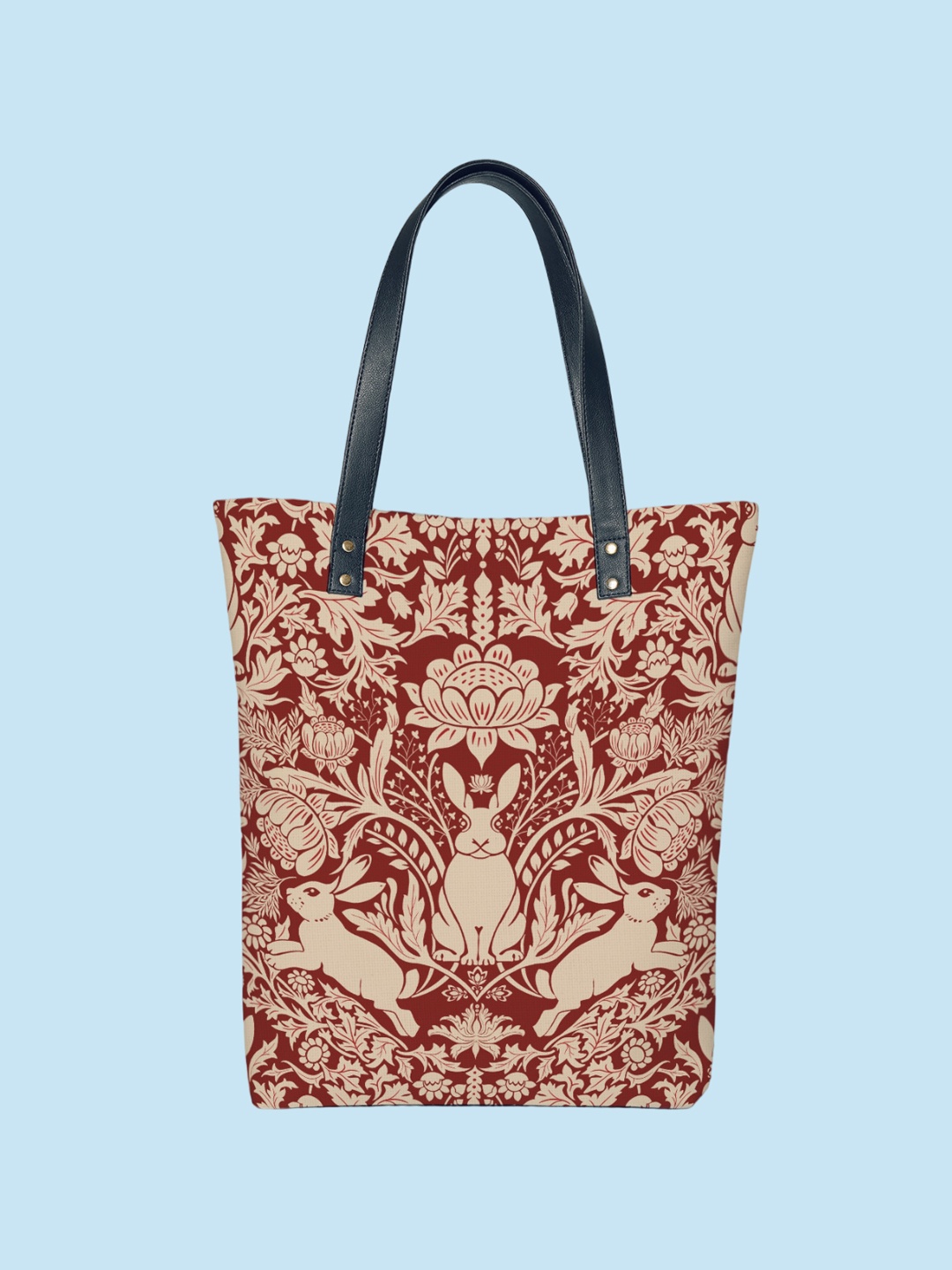 

Kalankit Ethnic Motifs Printed Vegan Leather Shopper Tote Bag, Red