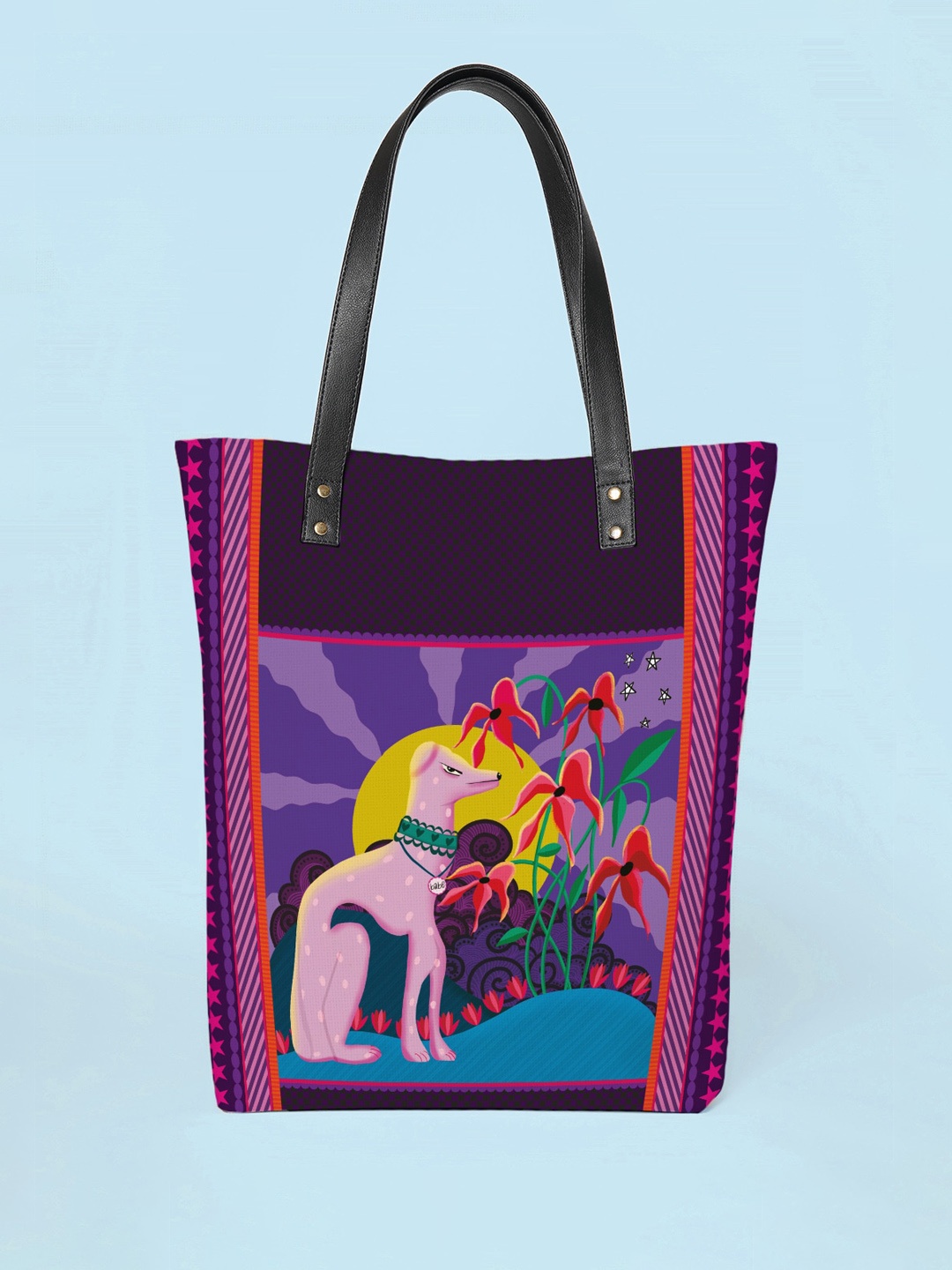 

Kalankit Printed Vegan Leather Shopper Tote Bag, Purple