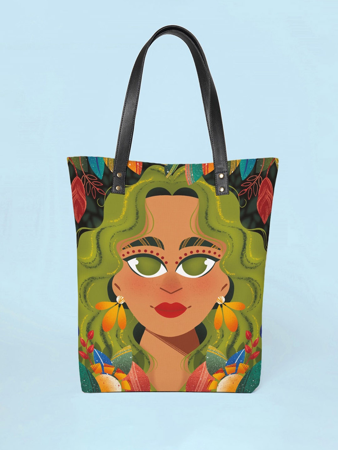 

Kalankit Graphic Printed Shopper Tote Bag, Green