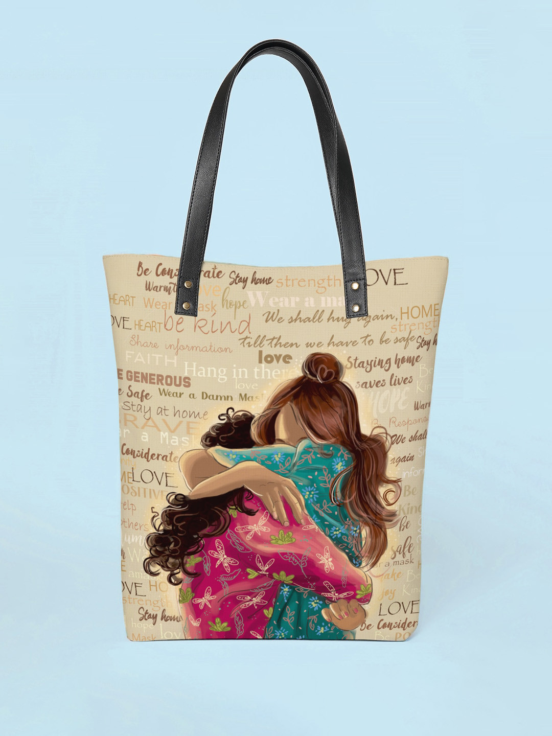 

Kalankit Typography Printed Shopper Tote Bag, Beige