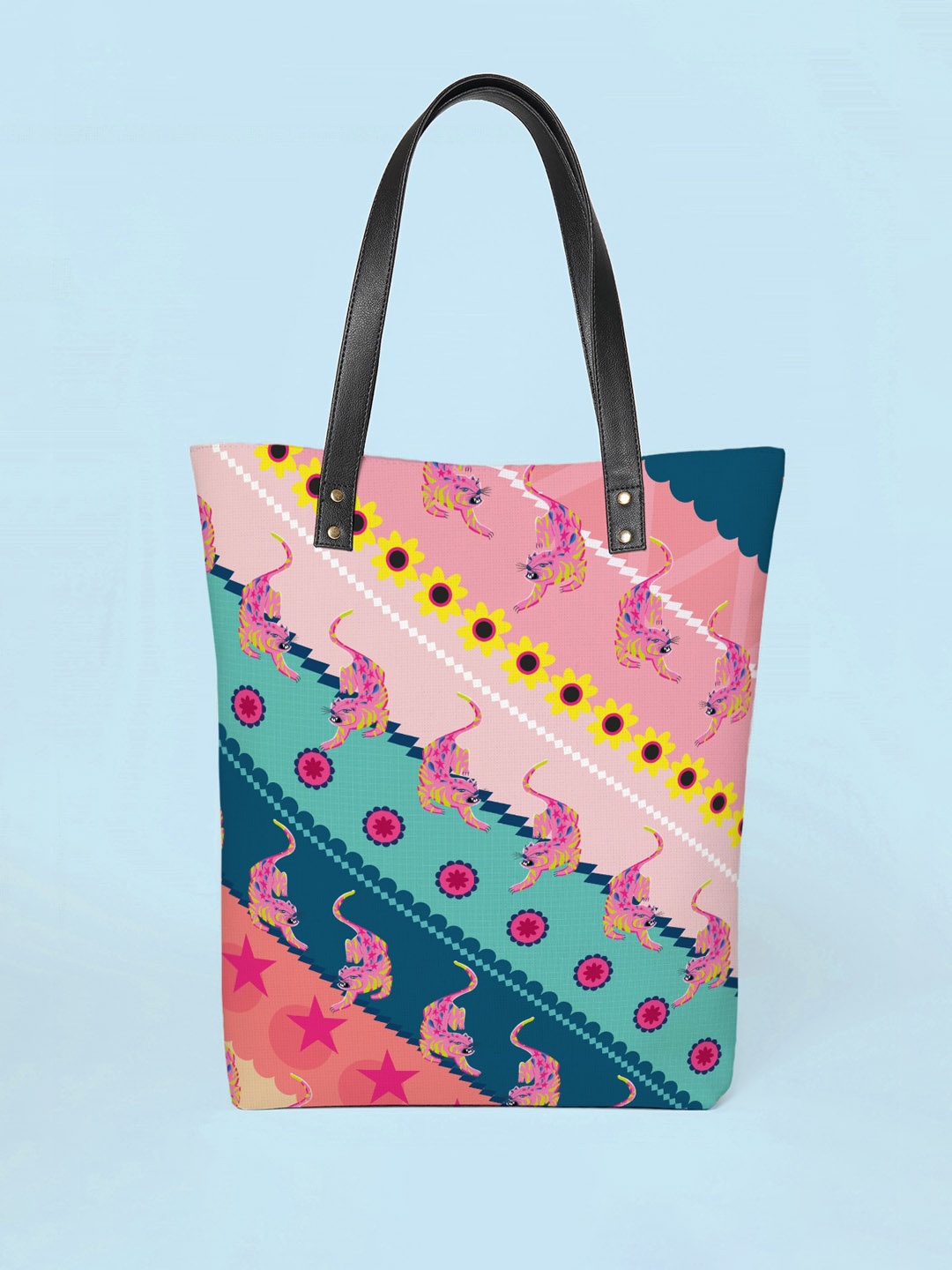 

Kalankit Printed Vegan Leather Oversized Shopper Tote Bag Up to 16 inch, Pink