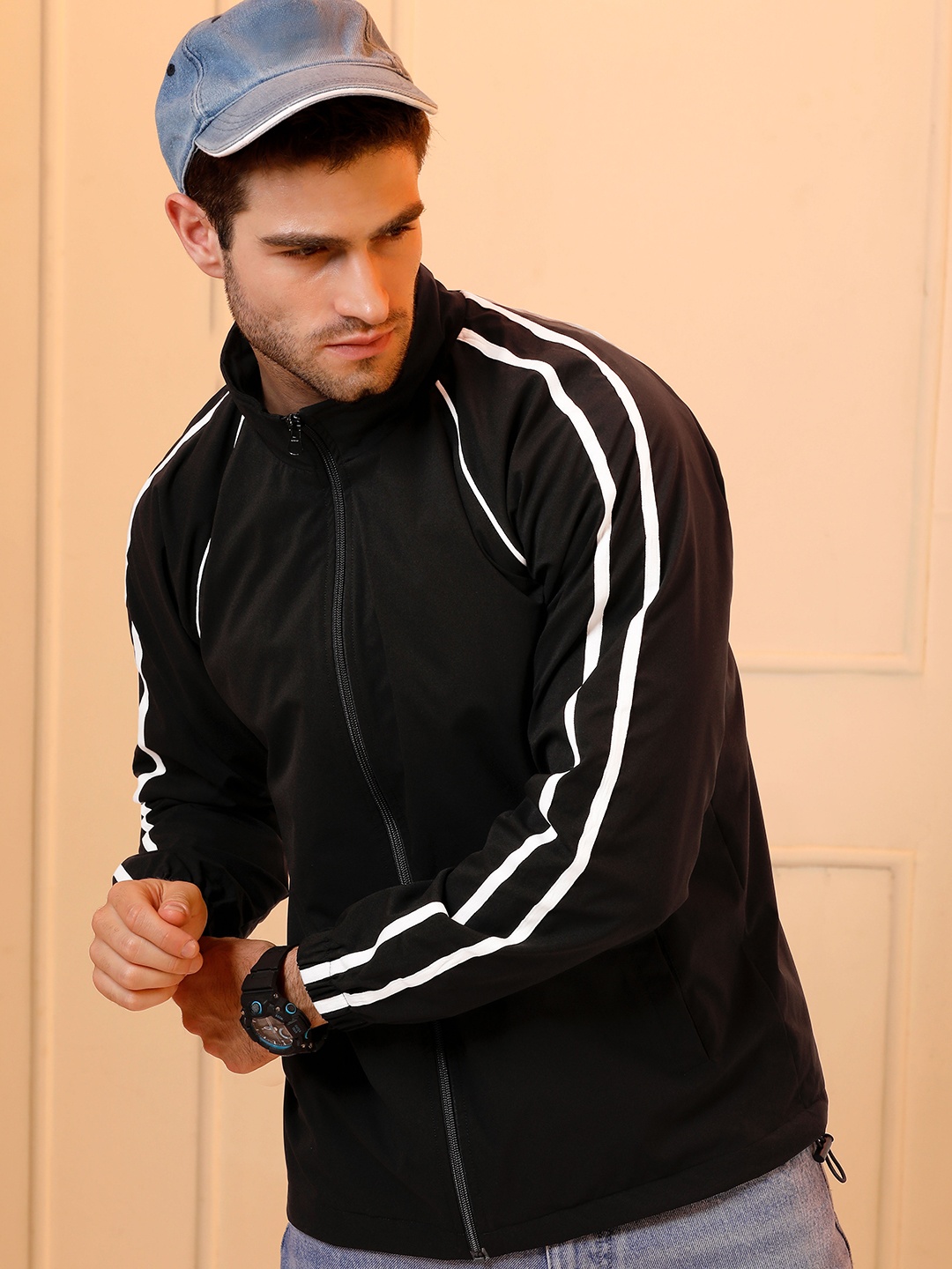 

Beyoung Mock Collar Lightweight Bomber Jacket, Black