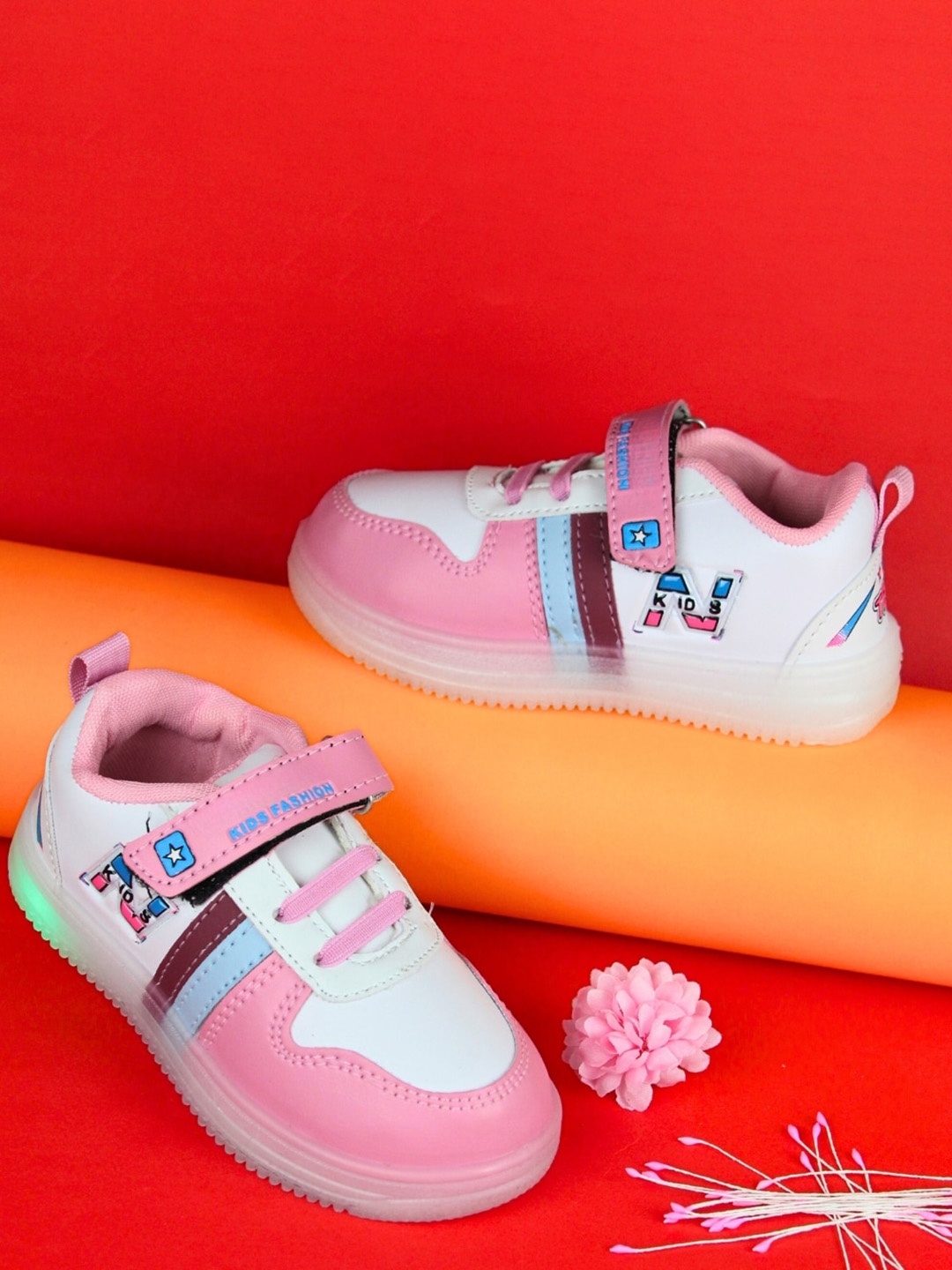 

BAESD Kids Printed Lightweight LED Sneakers, Pink