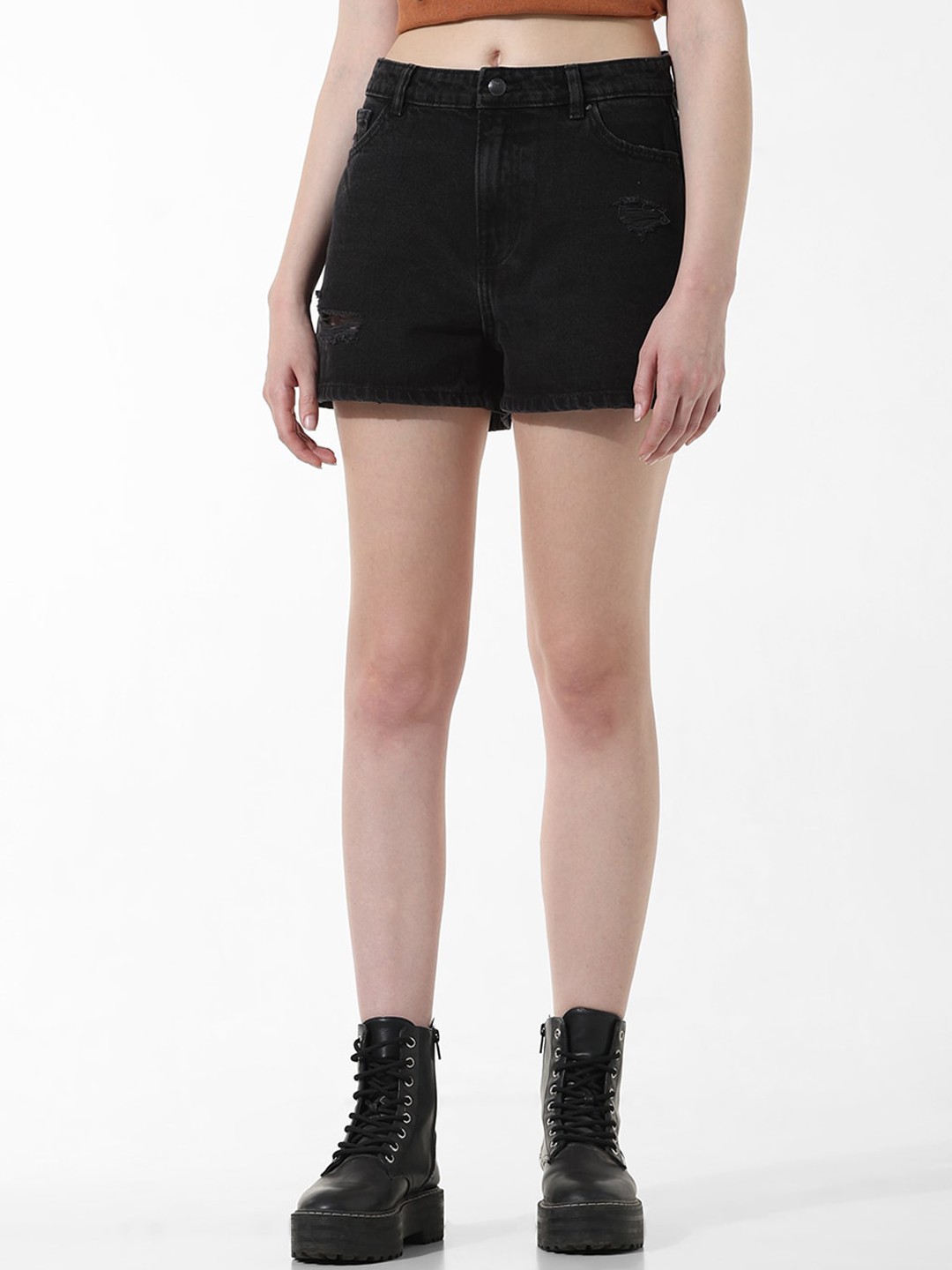 

ONLY Women High-Rise Denim Shorts, Black