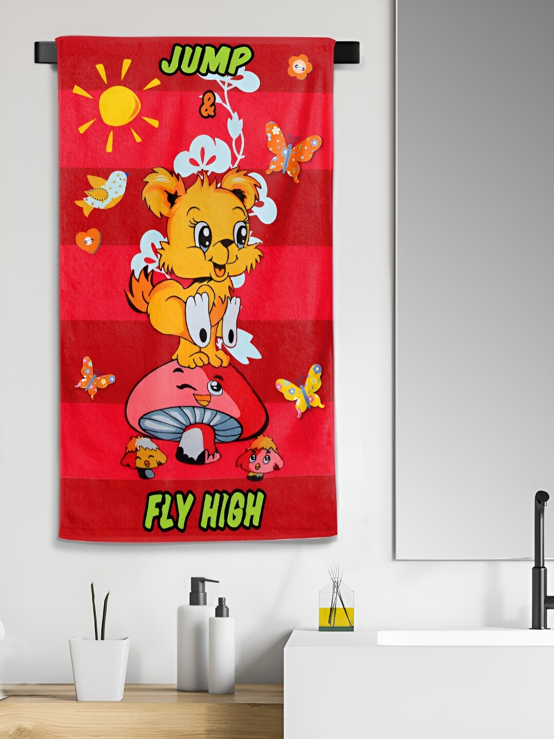 

Aura Red & Mustard Printed Cotton 300 GSM Bath Towel