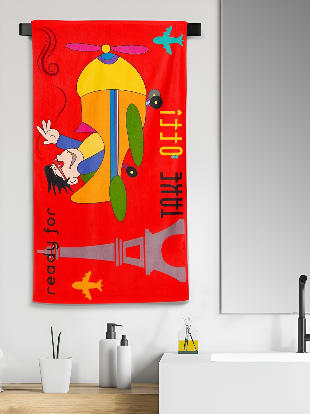 

Aura Red & Yellow Printed Cotton 300 GSM Bath Towel