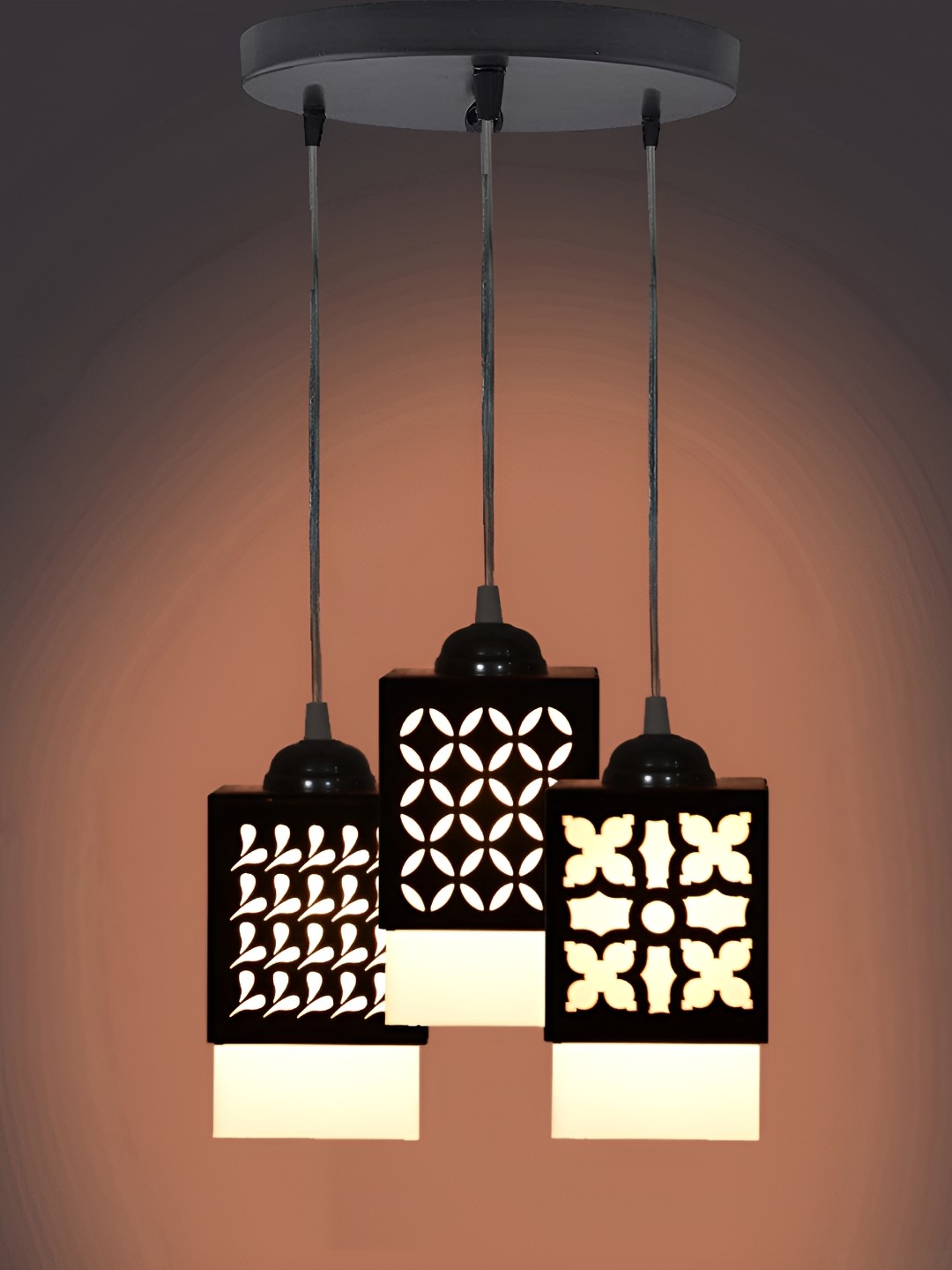 

1ST TIME Black & White Textured Wooden Rectangle Shaped Contemporary Ceiling Lamp