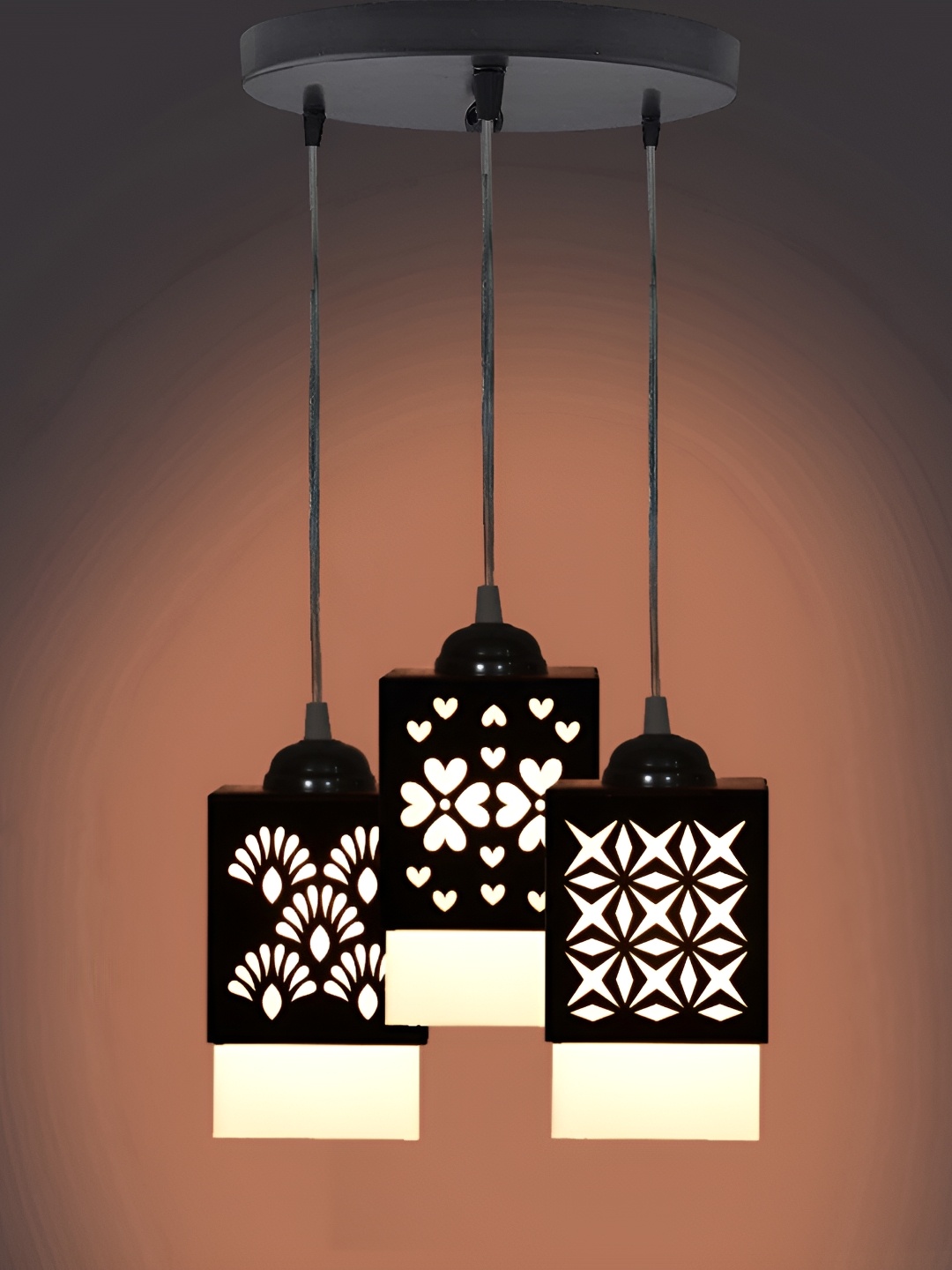 

1ST TIME Black & Grey Textured Wooden Rectangle Shaped Contemporary Ceiling Lamp