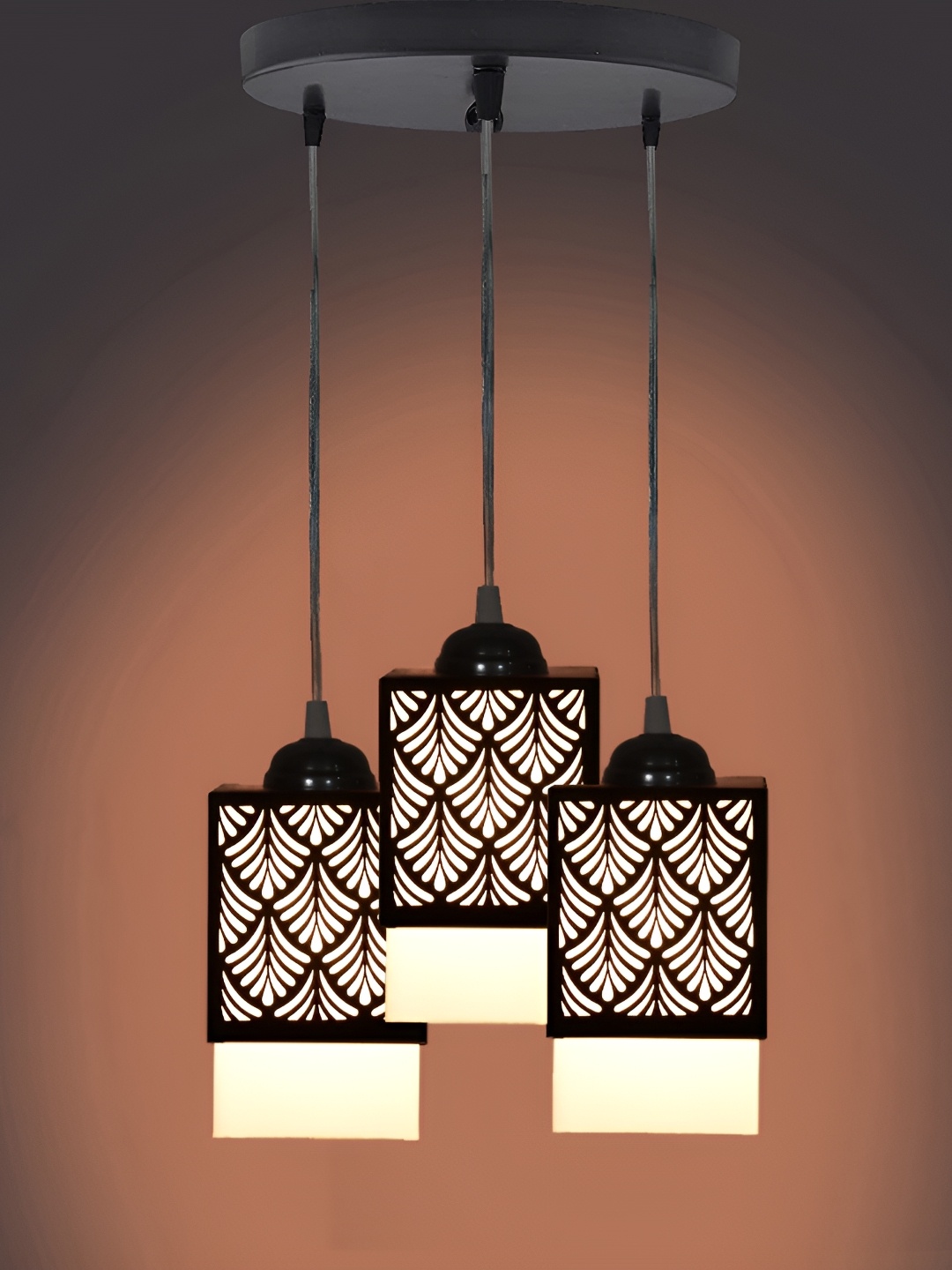 

1ST TIME Black & White Textured Wooden Contemporary Rectangle Shaped Ceiling Lamp