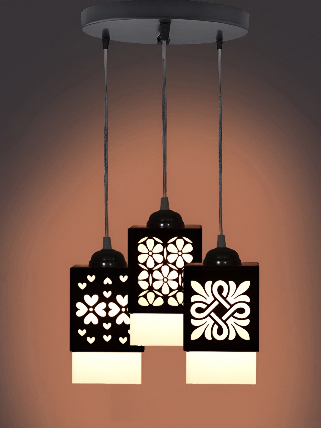 

1ST TIME Black & White Textured Wooden Rectangle Shaped Ceiling Lamp