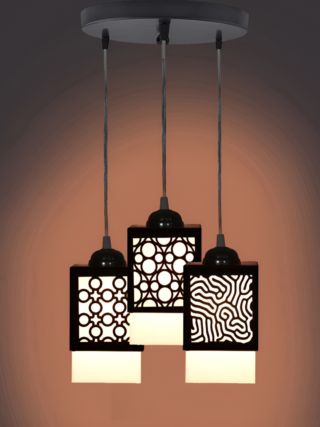 

1ST TIME Black & White Textured Wooden Contemporary Rectangular Ceiling Lamp