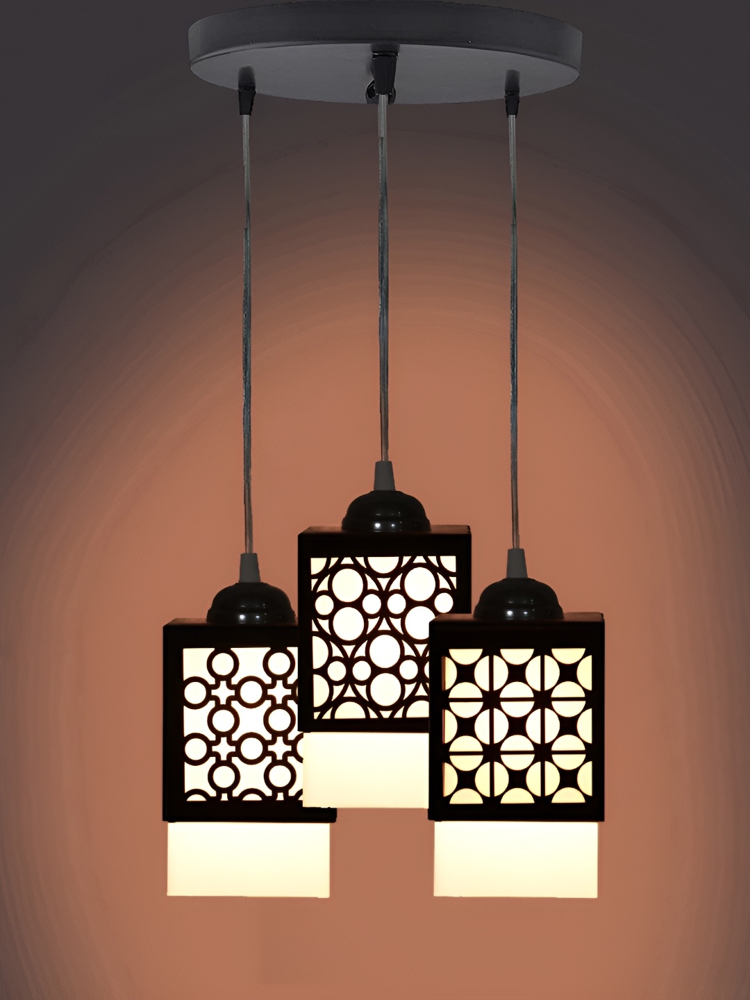 

1ST TIME Black & White Textured Wooden Contemporary Rectangular Ceiling Lamp
