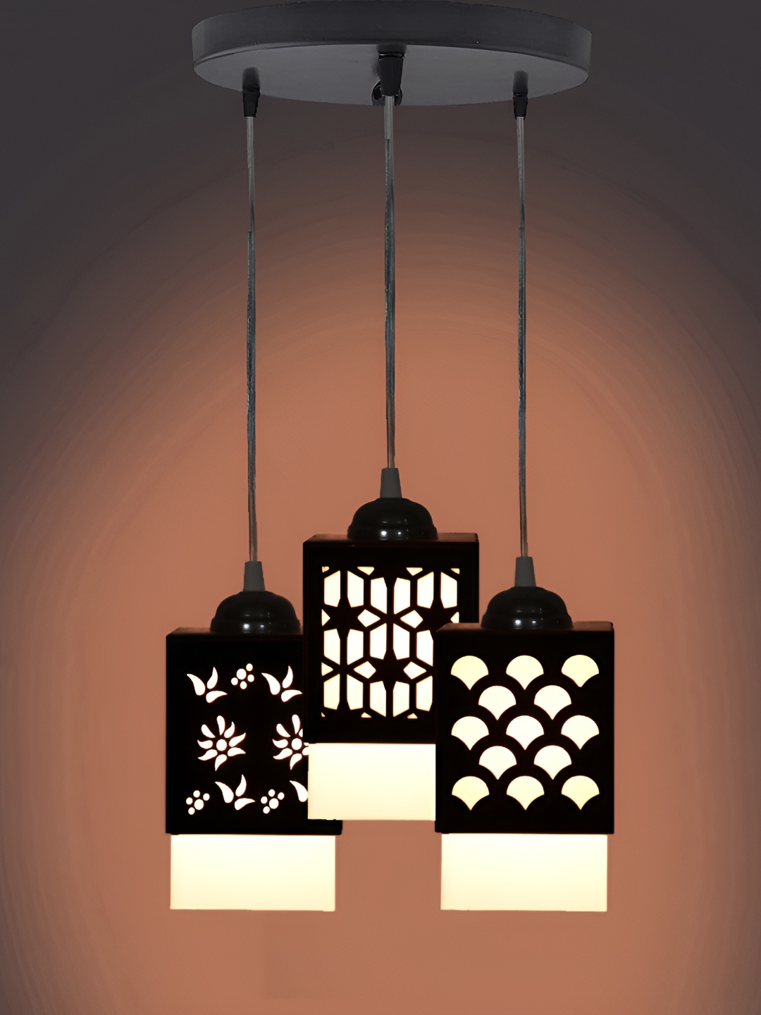 

1ST TIME Black Textured Wooden Rectangle Shaped Ceiling Lamp