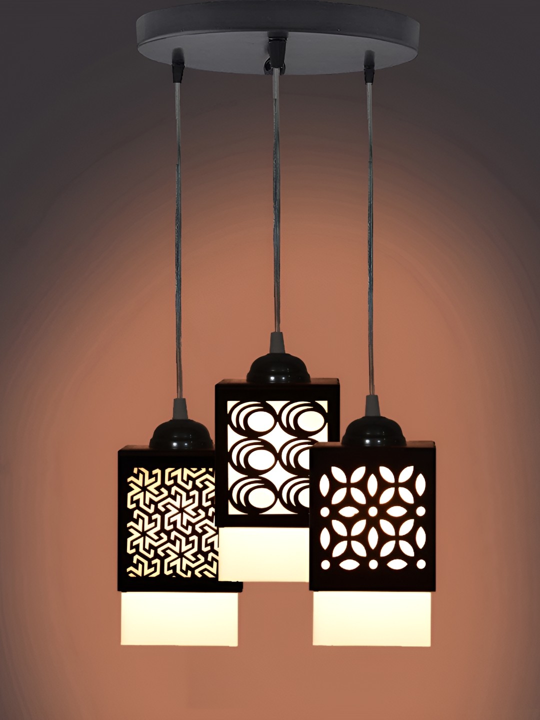

1ST TIME Black & White Textured Wooden Contemporary Ceiling Lamp