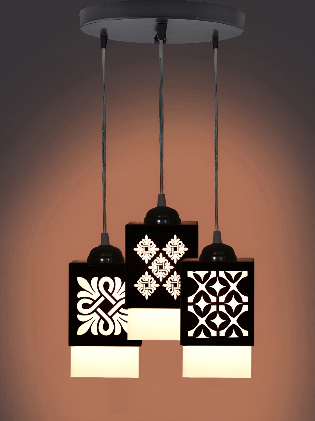 

1ST TIME Black & White Textured Wooden Rectangle Shaped Ceiling Lamp