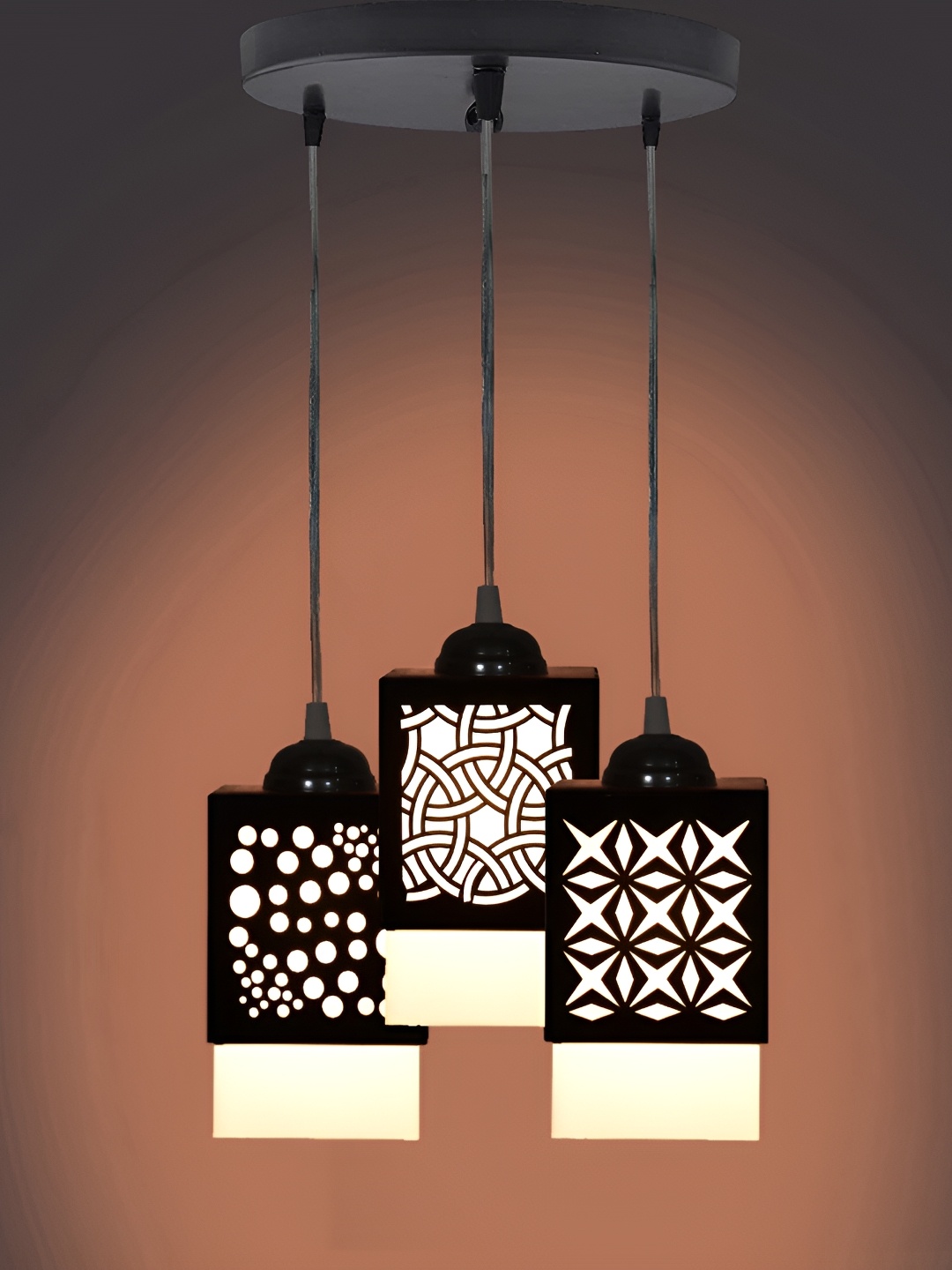

1ST TIME Black & Grey Textured Wooden Contemporary Rectangular Ceiling Lamp