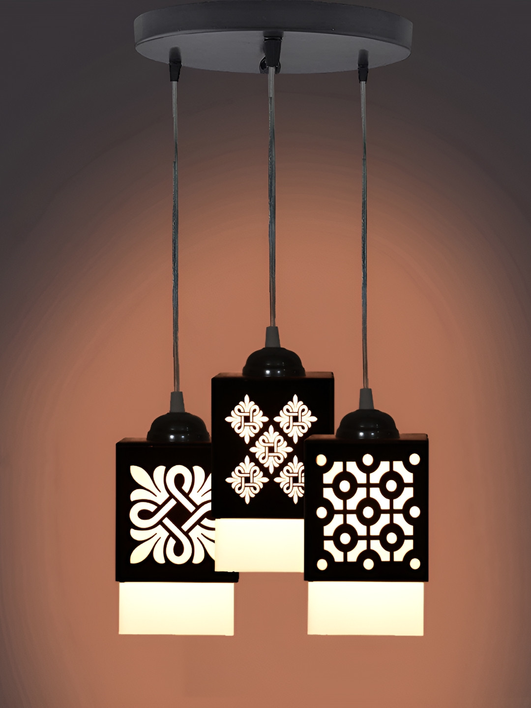 

1ST TIME Black & White Textured Wooden Contemporary Rectangular Ceiling Lamp